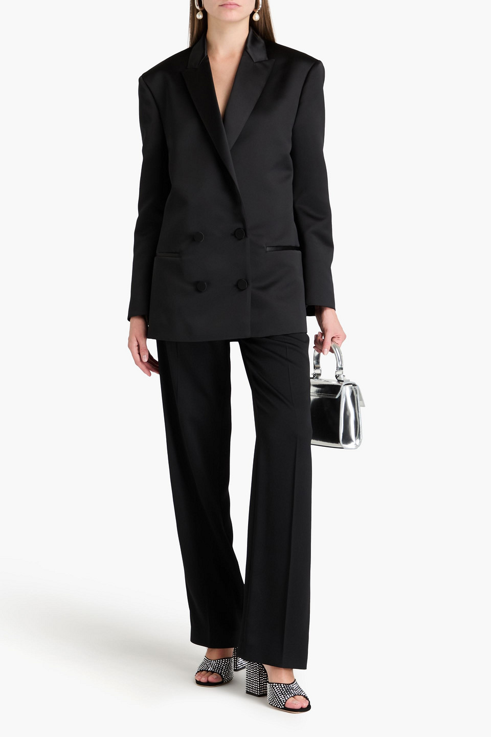 Shop Philosophy Di Lorenzo Serafini Satin Tuxedo Jacket In Black
