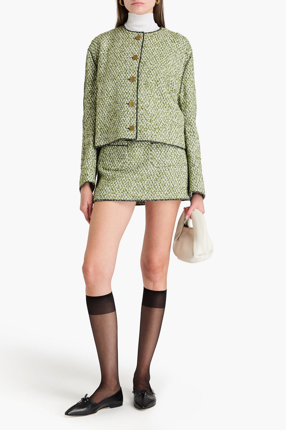 Philosophy Di Lorenzo Serafini Bouclé Buttoned Jacket In Army Green
