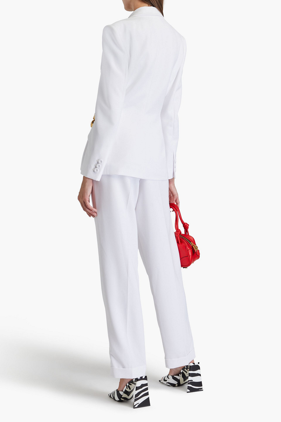 Moschino Chain-detail Interlock-twill Blazer In White