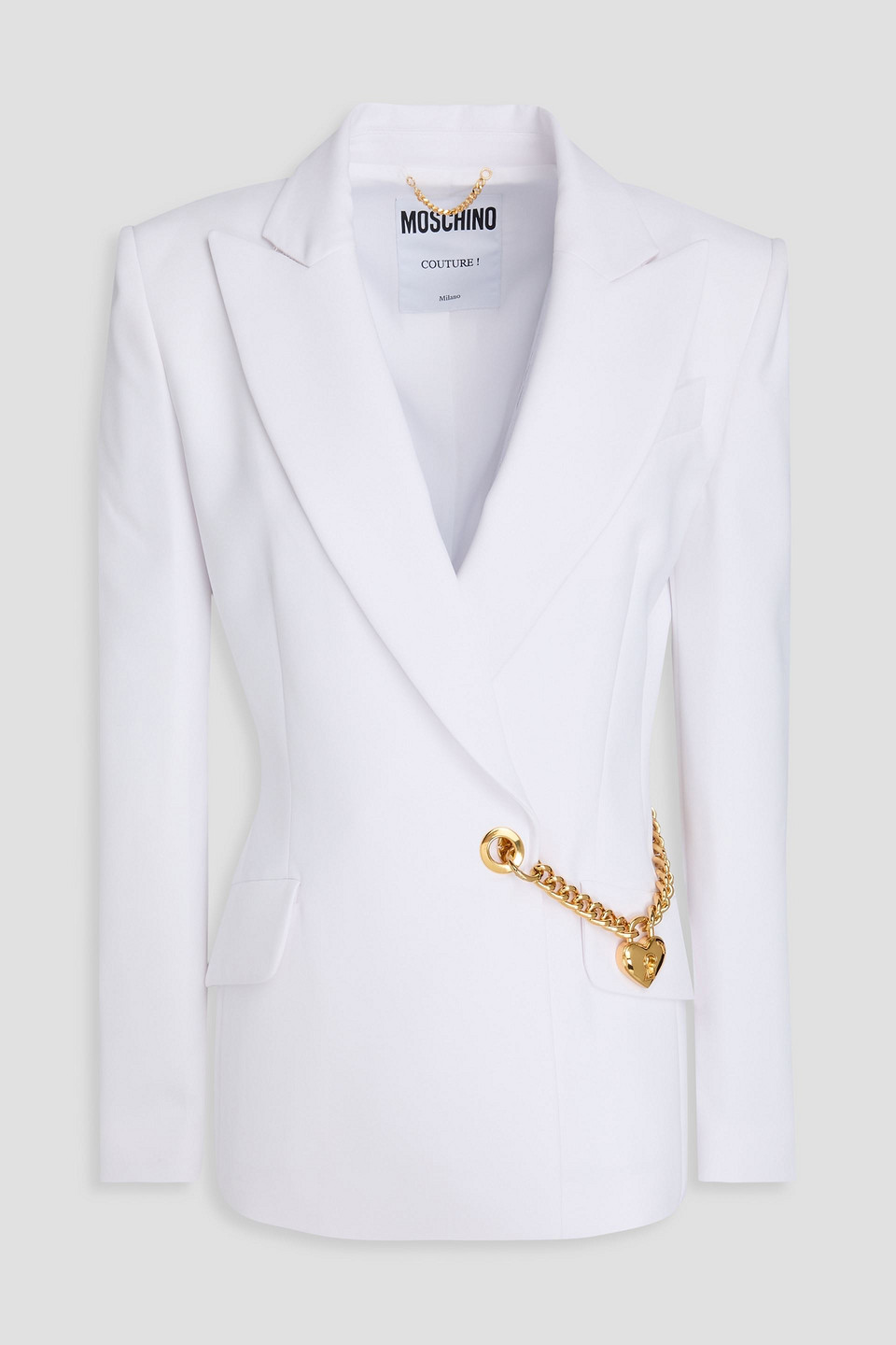 Moschino Chain-detail Interlock-twill Blazer In White
