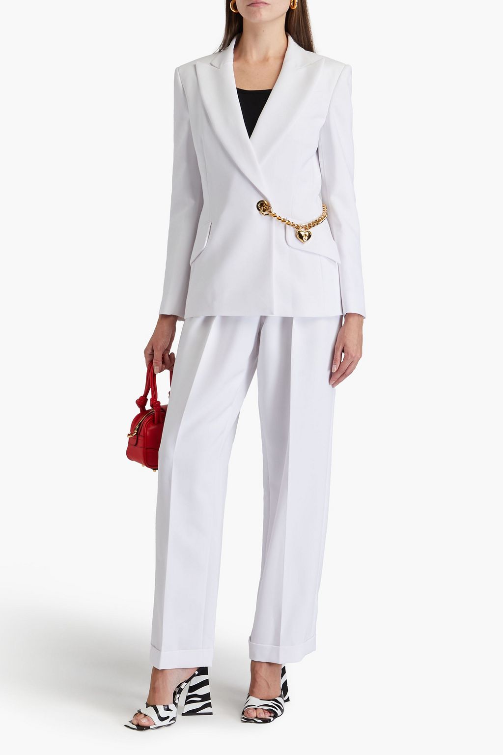MOSCHINO بليزر من الكريب مزيّن بسلسلة