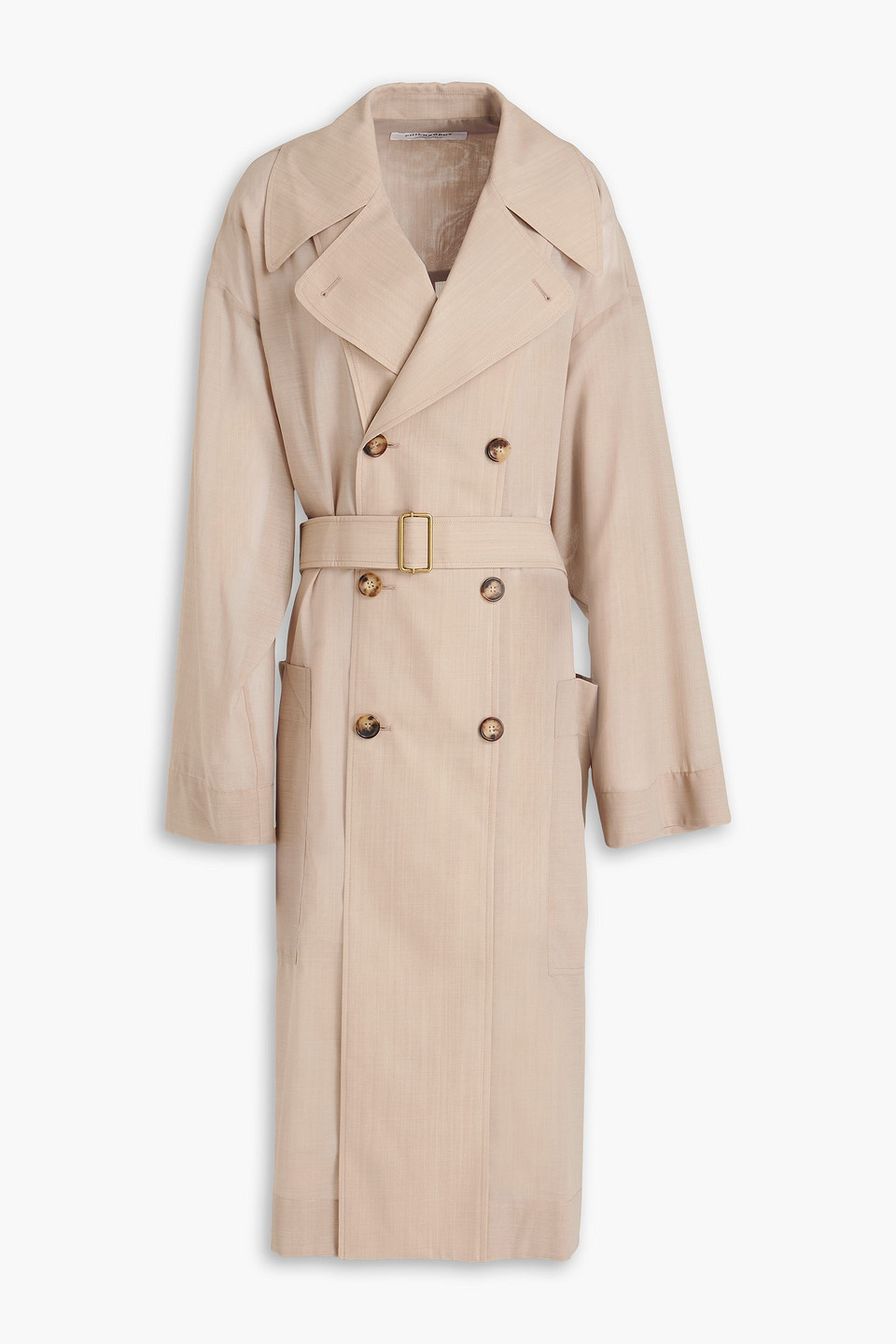 Philosophy Di Lorenzo Serafini Belted Wool-blend Trench Coat In Beige