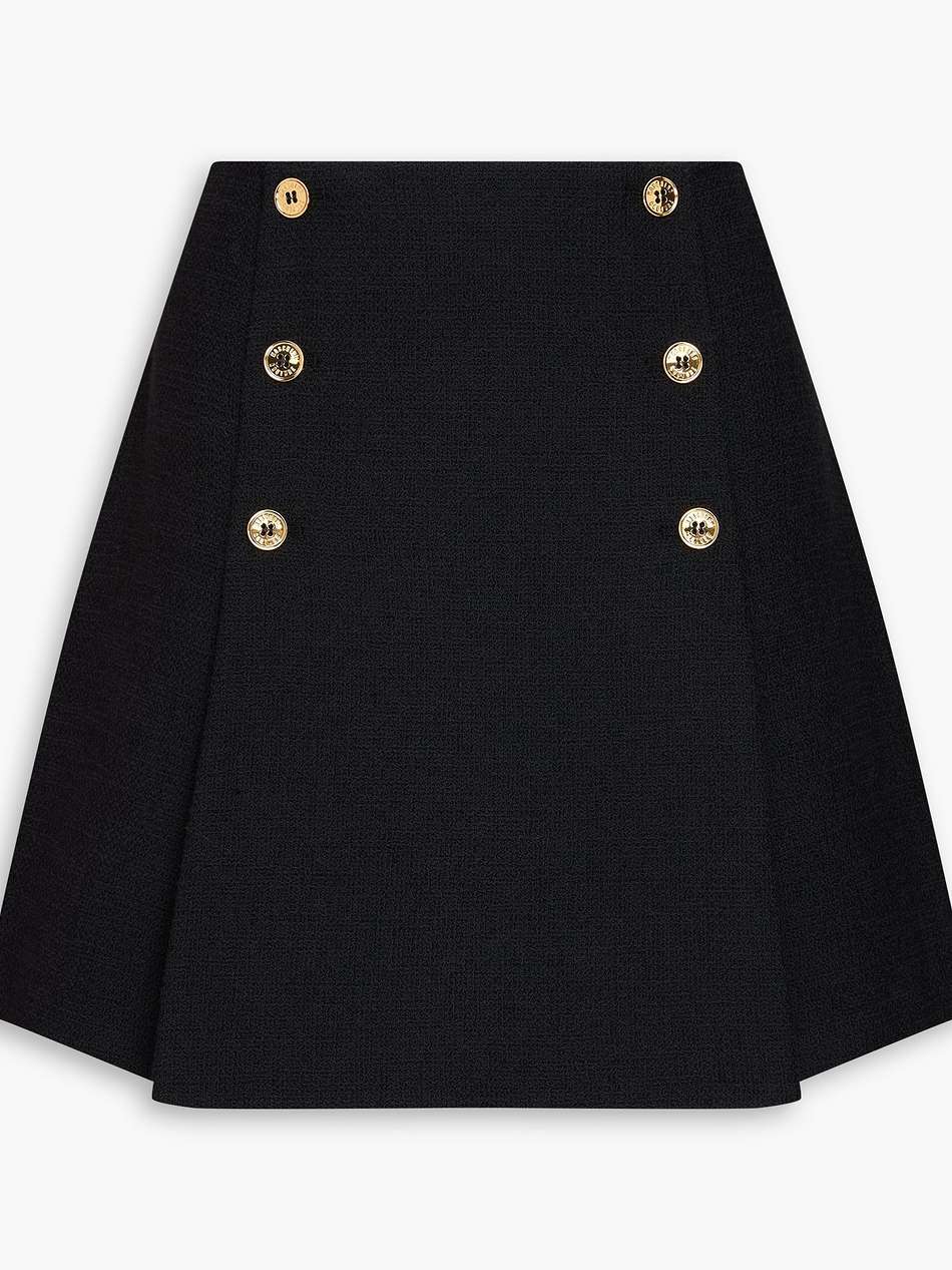 pleated cotton-blend tweed mini skirt