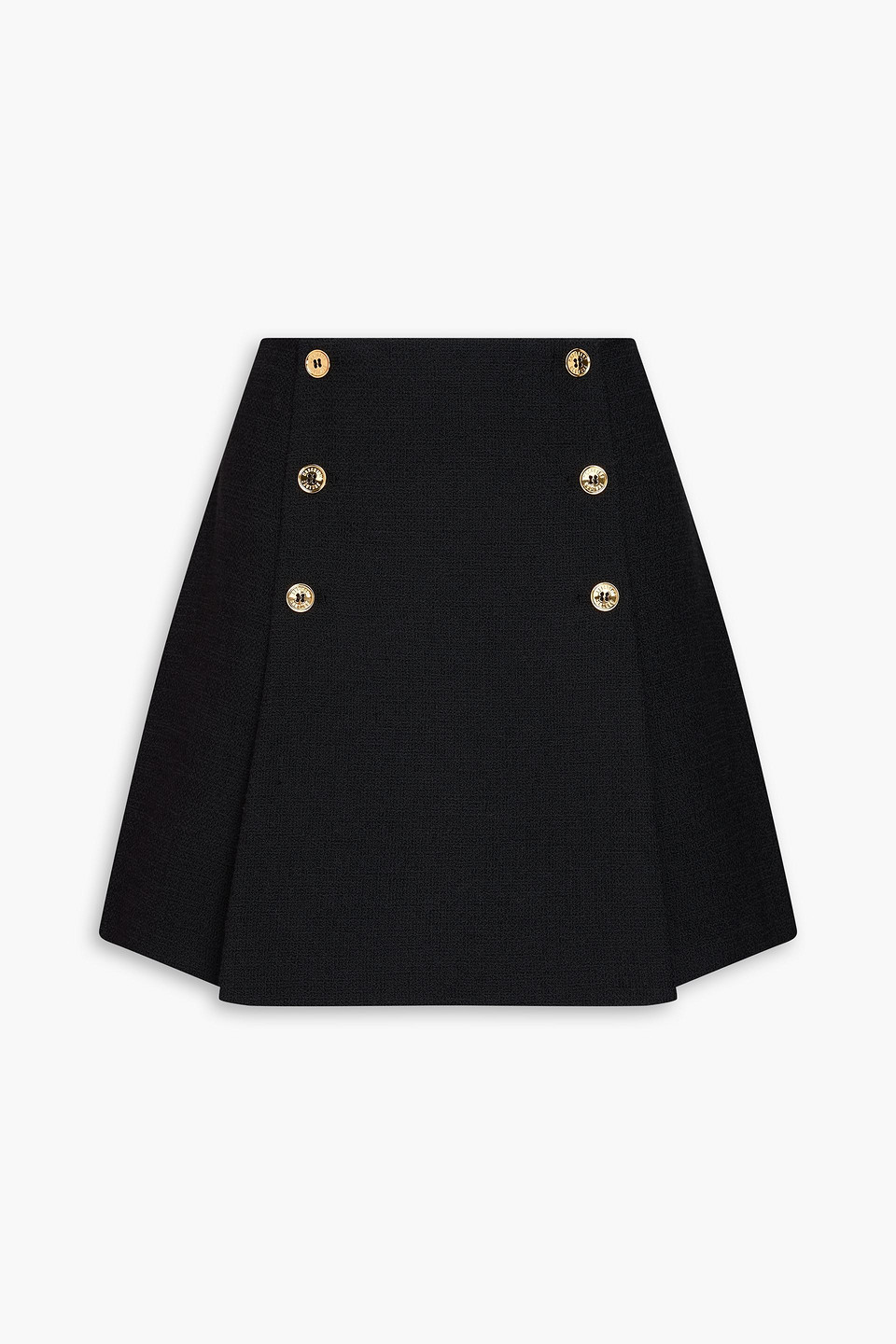 Moschino - Pleated cotton-blend tweed mini skirt - Black - IT 48