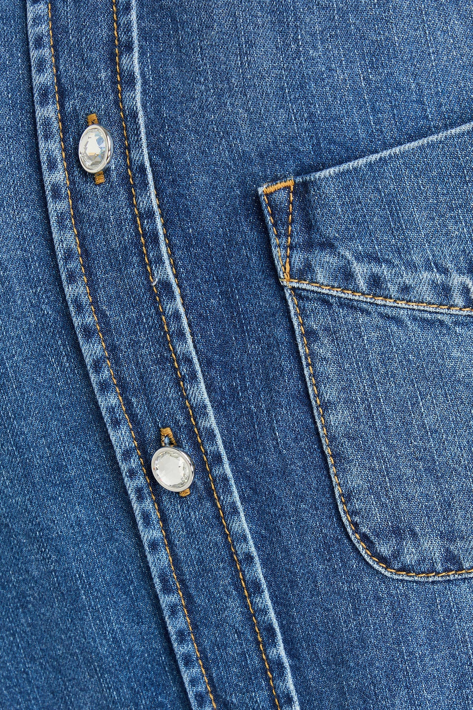 MOSCHINO CRYSTAL-EMBELLISHED DENIM SHIRT 
