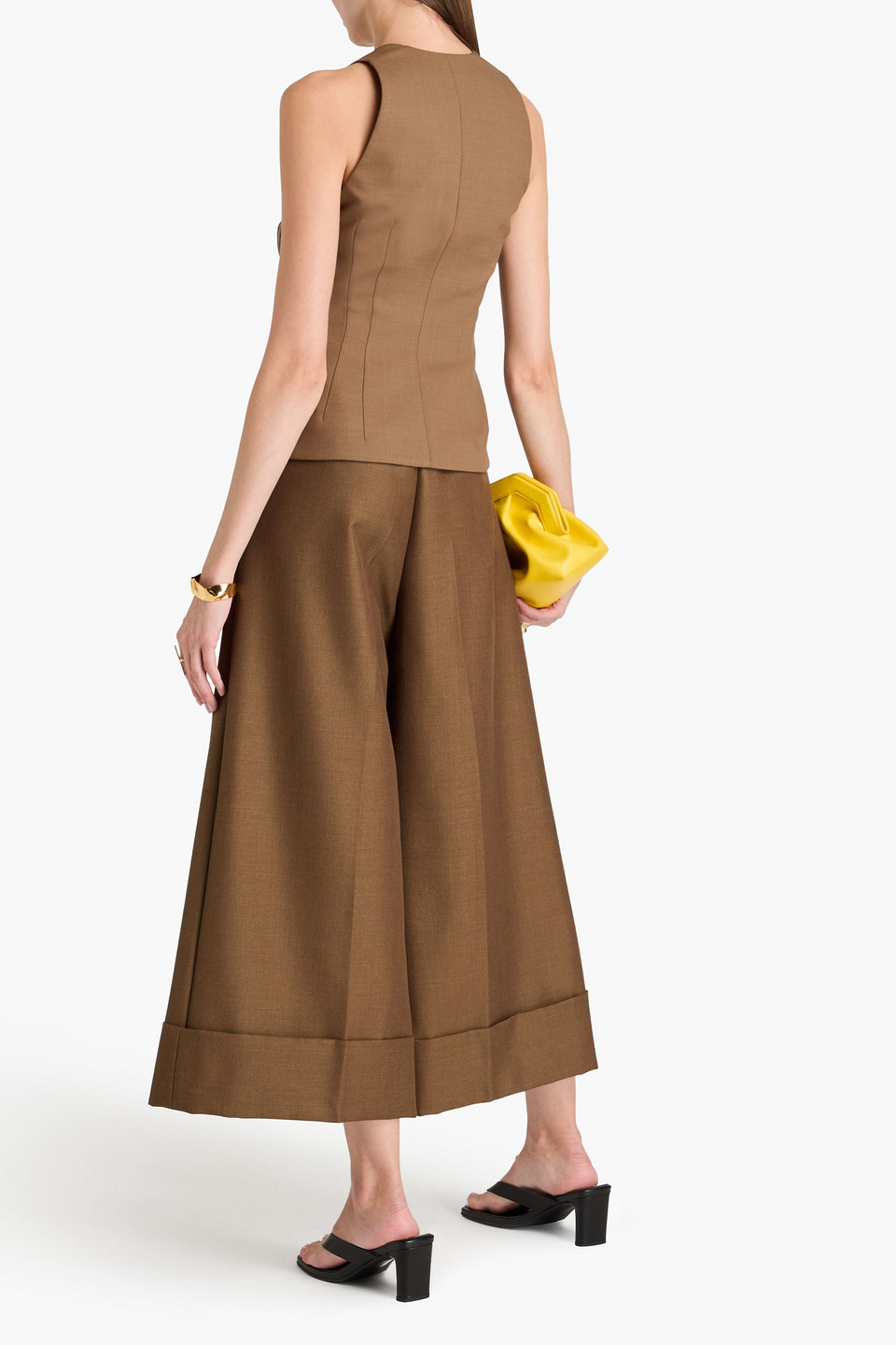Shop Philosophy Di Lorenzo Serafini Button-detailed Woven Top In Camel