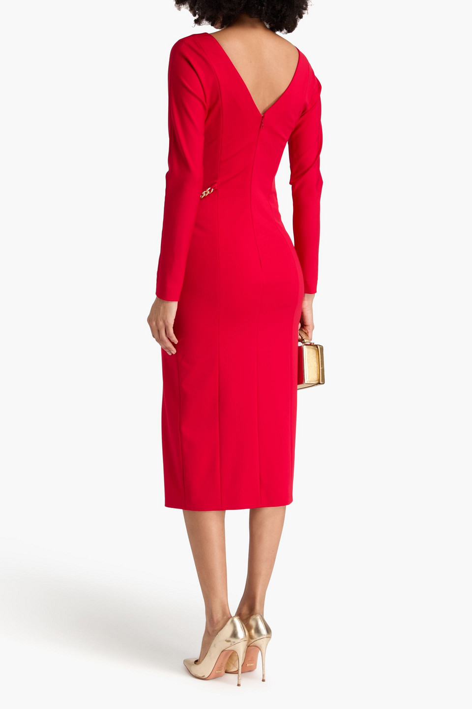 Moschino Embellished Ponte Midi Dress In Red