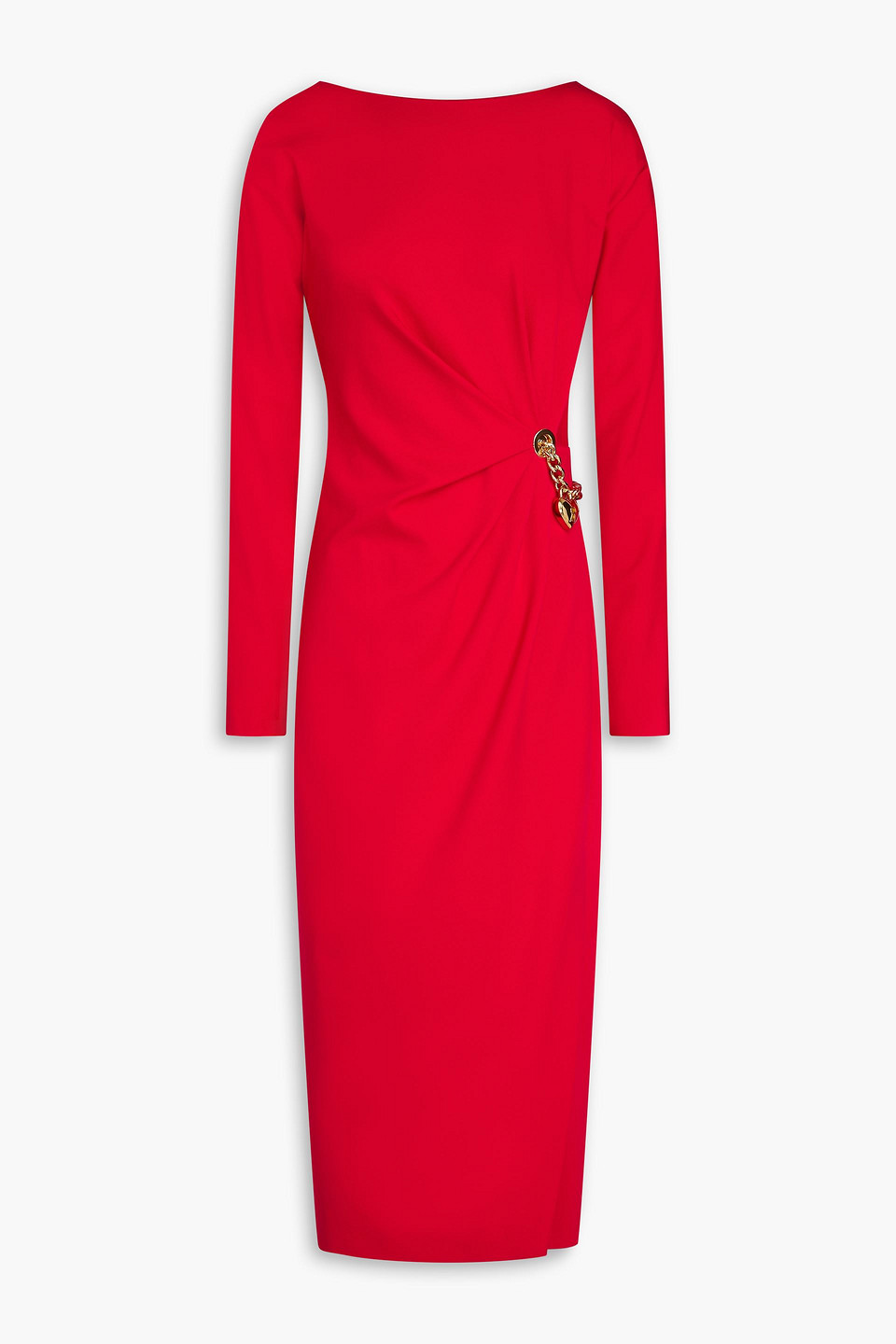 Moschino Embellished Ponte Midi Dress In Red