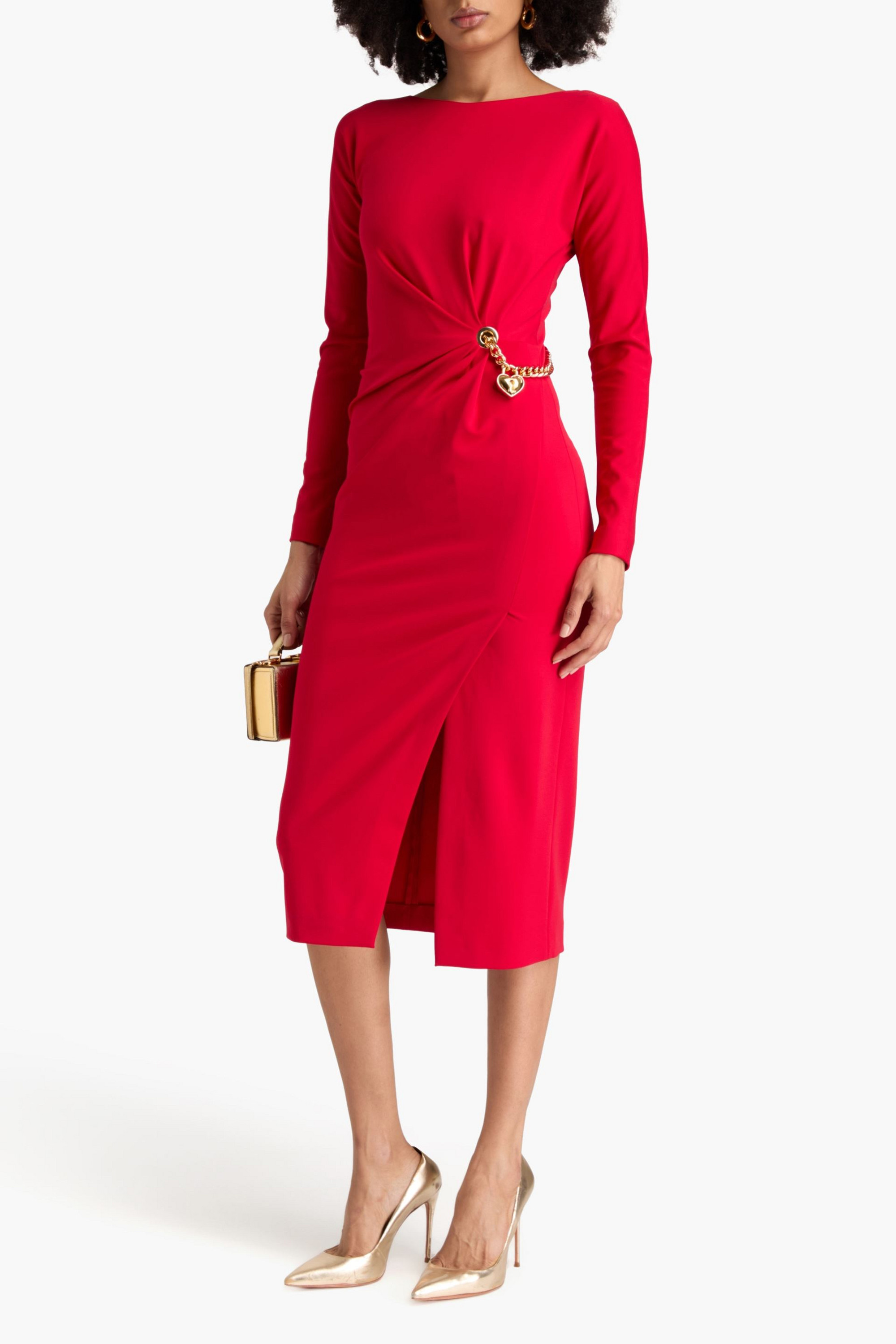 MOSCHINO Embellished ponte midi dress