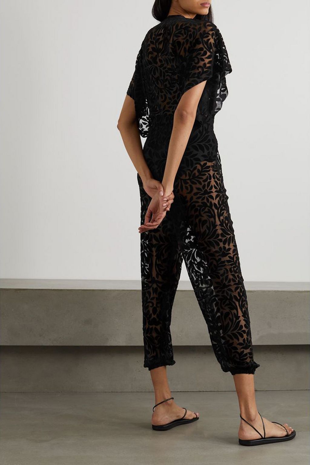 NORMA KAMALI Verkürzter Jumpsuit aus Devoré-Samt und Tüll