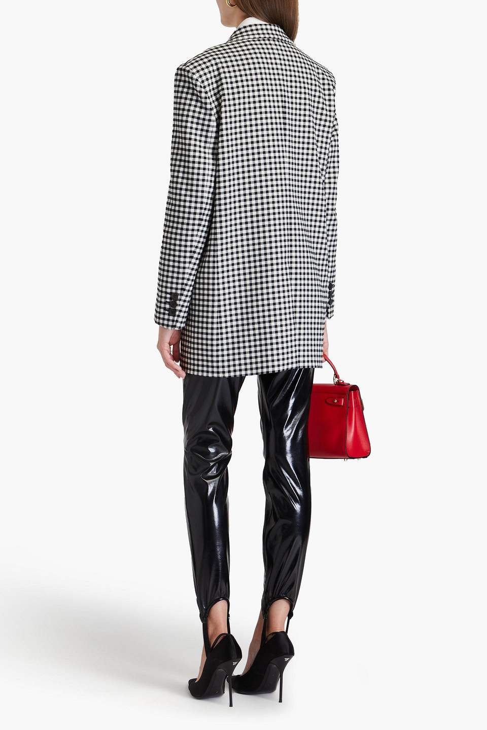 Moschino Gingham-check Single-breasted Blazer In Black