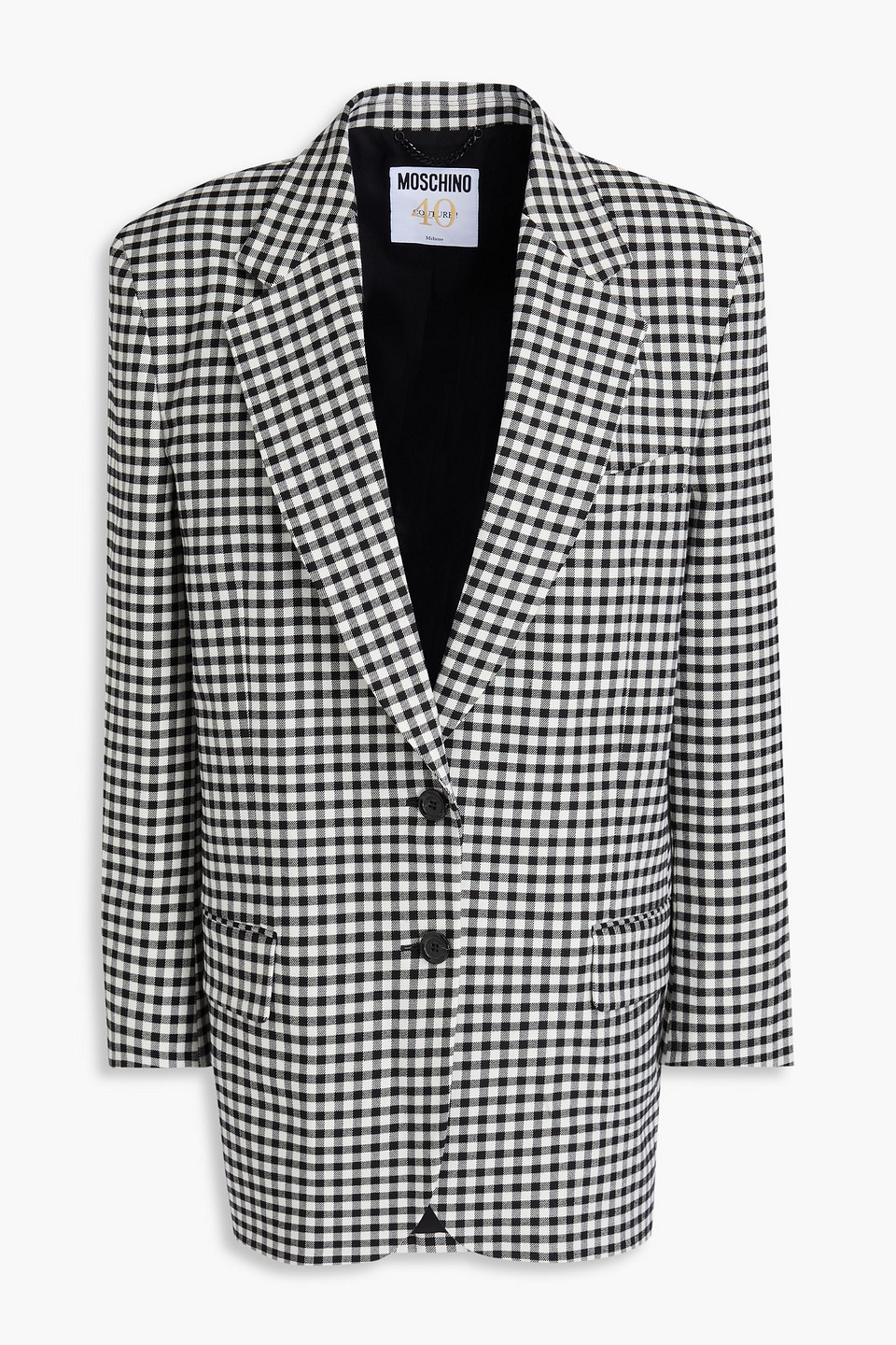 Moschino Gingham-check Single-breasted Blazer In Black