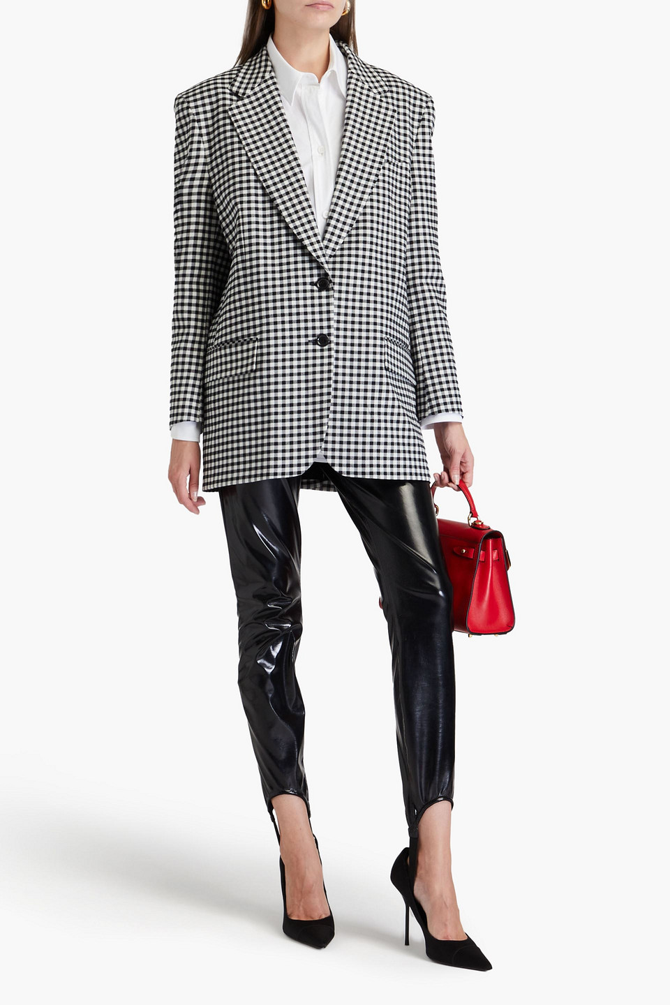Moschino Gingham-check Single-breasted Blazer In Black
