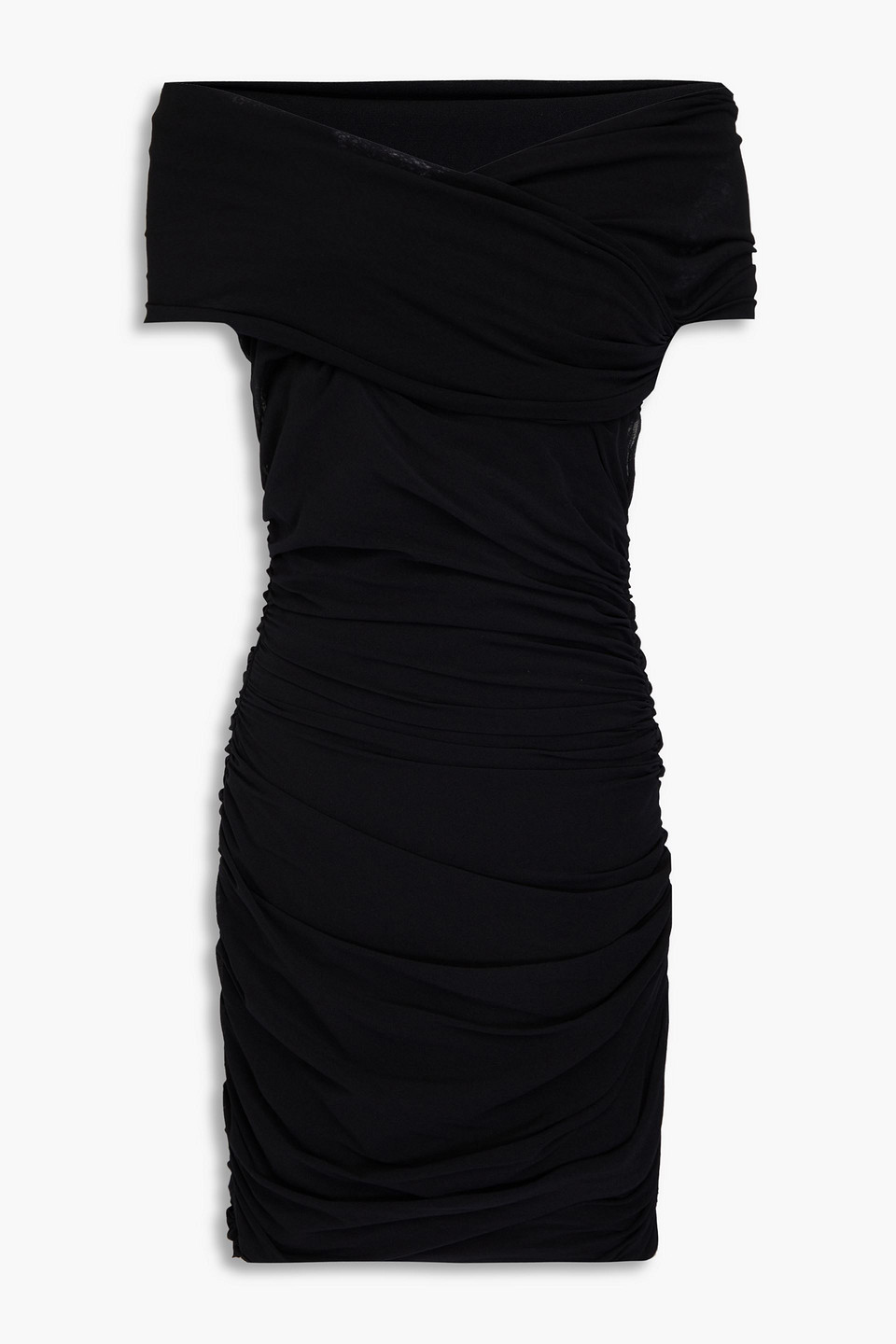 Philosophy Di Lorenzo Serafini Off-the-shoulder Ruched Jersey Mini Dress In Black