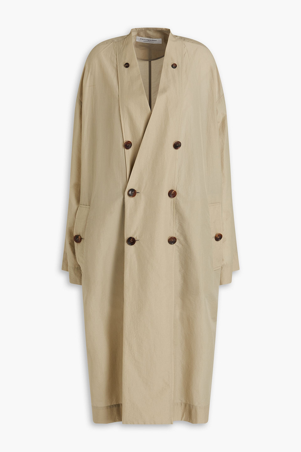 Philosophy Di Lorenzo Serafini Double-breasted Shell Raincoat In Beige