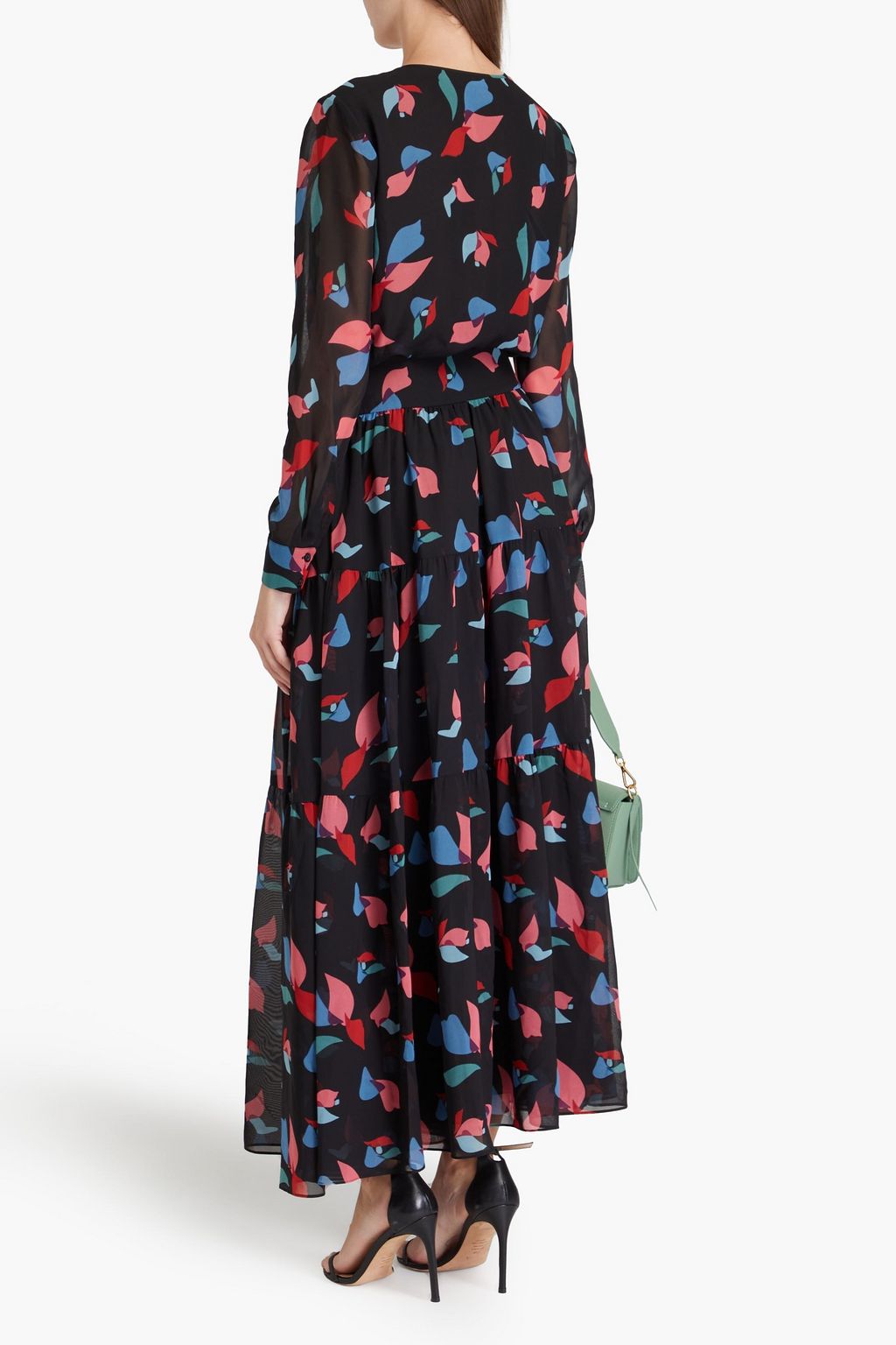 EMPORIO ARMANI Gestuftes Maxikleid aus Georgette mit Print