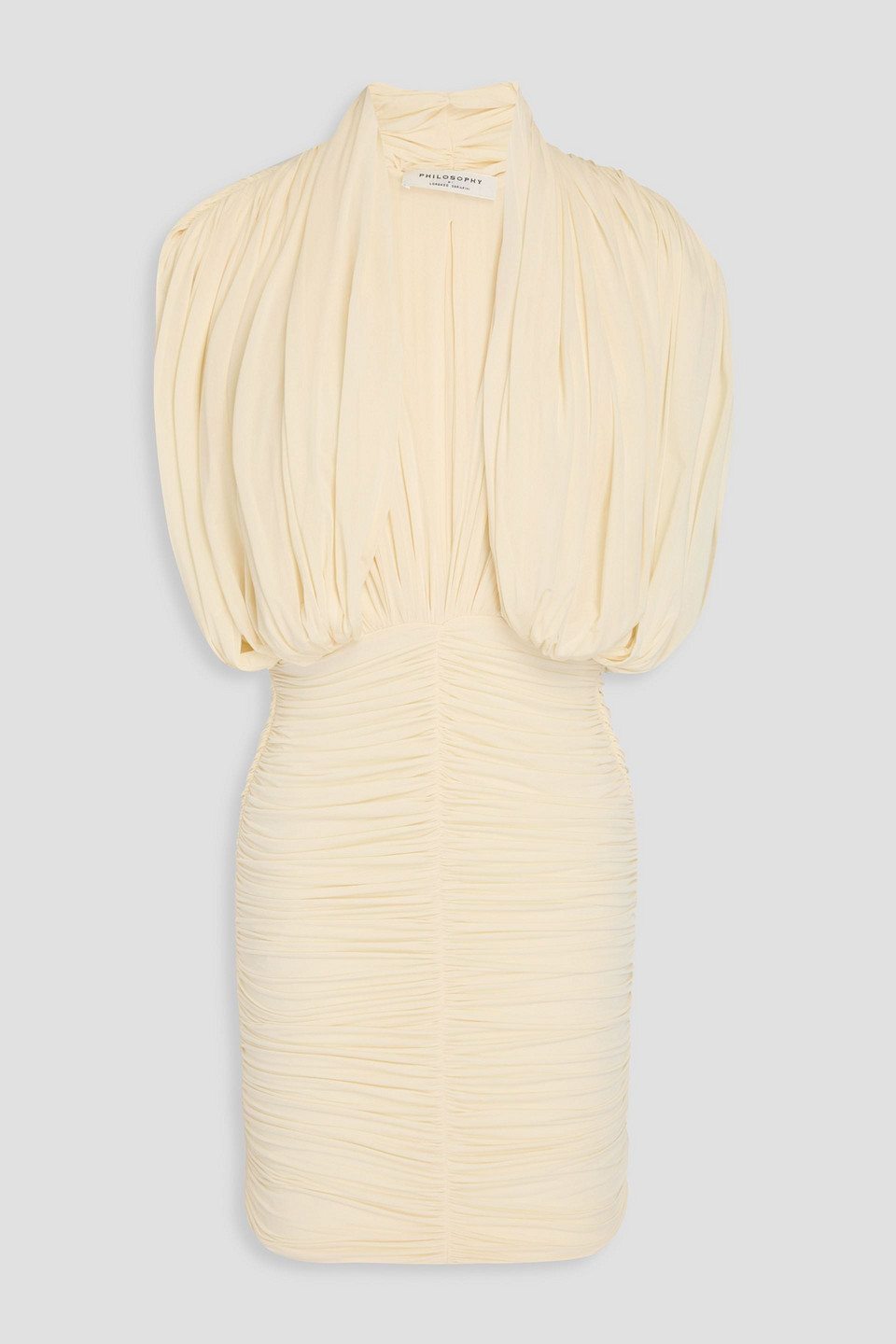 Philosophy Di Lorenzo Serafini Draped Ruched Stretch-jersey Mini Dress In Cream