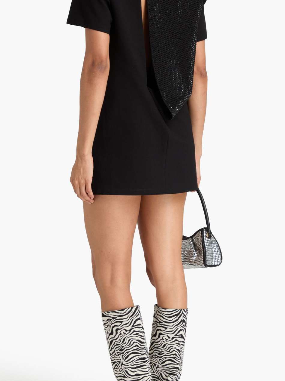 crystal-embellished cutout jersey mini dress