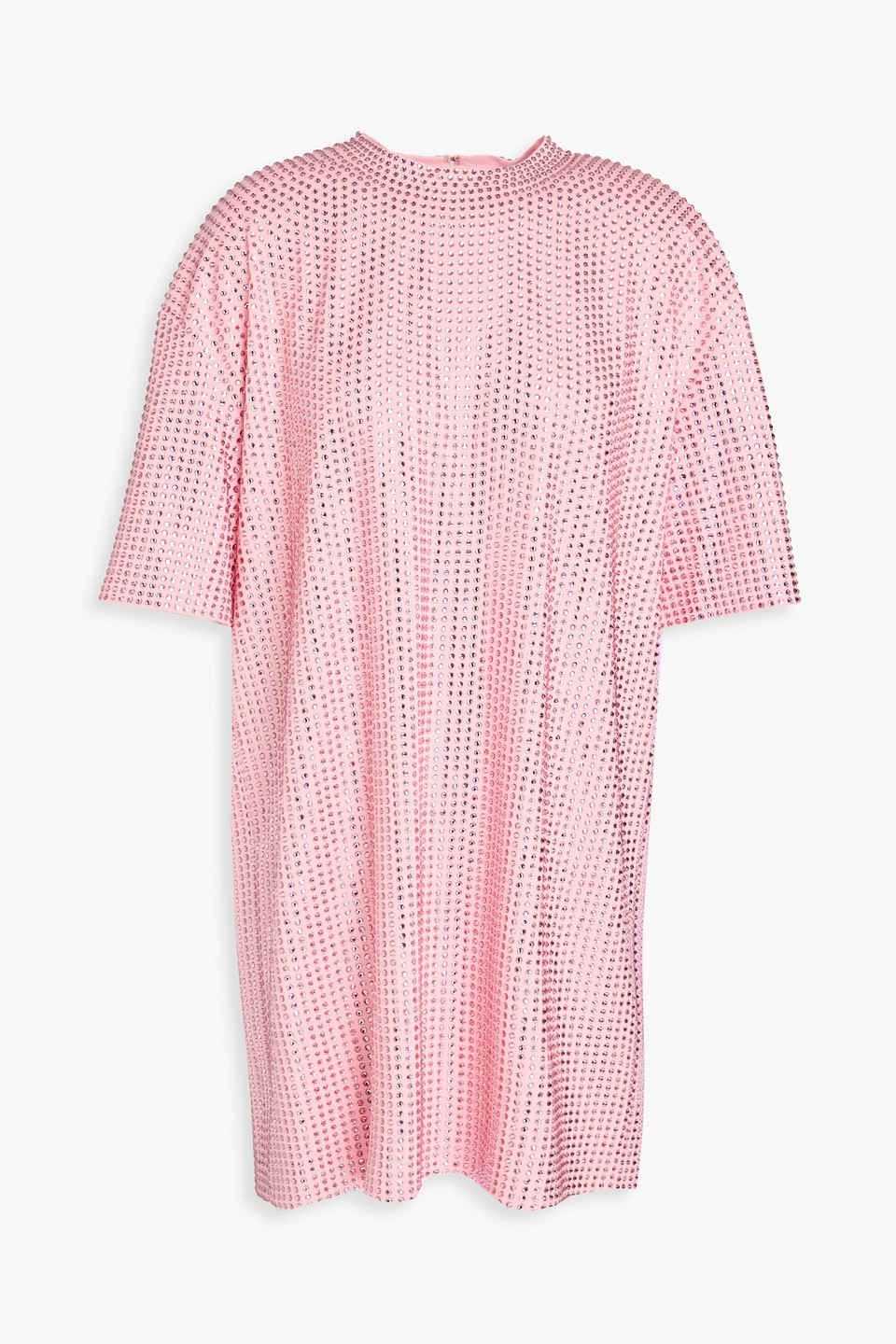 Area Crystal-embellished Backless T-shirt Dress In Baby Pink