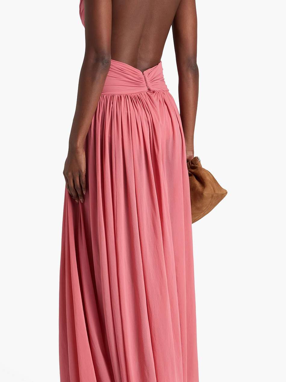open-back twisted mesh maxi dress