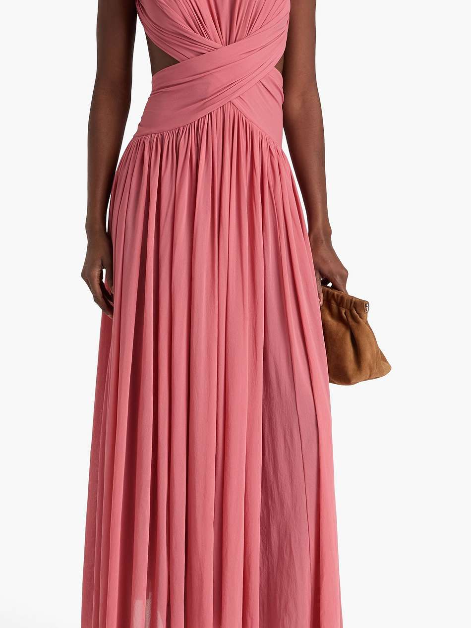 open-back twisted mesh maxi dress