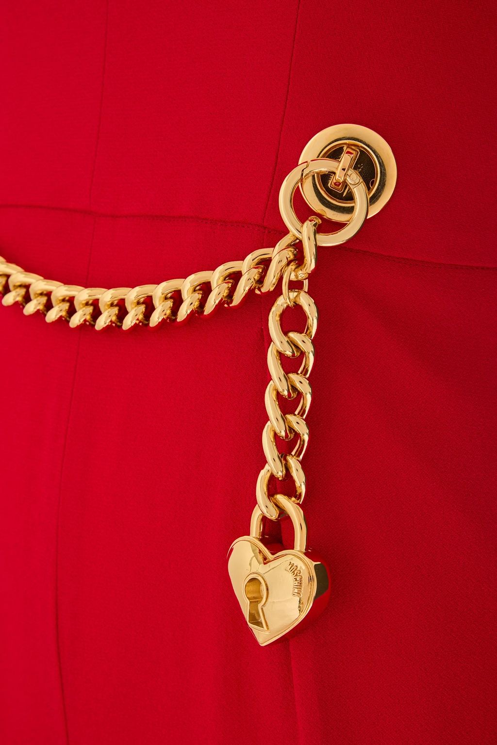 MOSCHINO جمبسوت بياقة هالتر الدائرية من الكريب مزينة بسلسلة