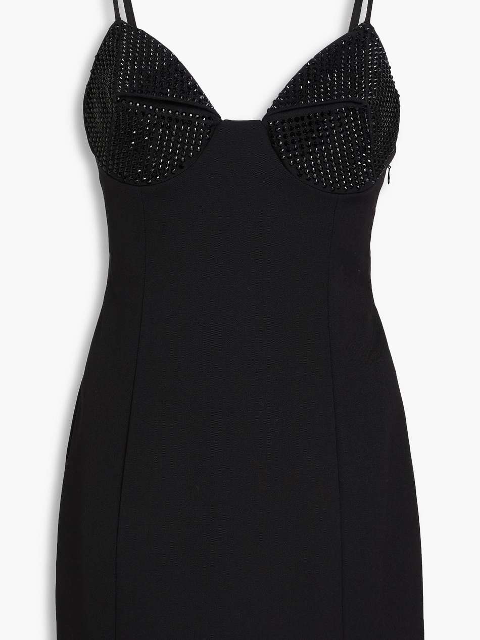 crystal-embellished wool-blend crepe mini dress