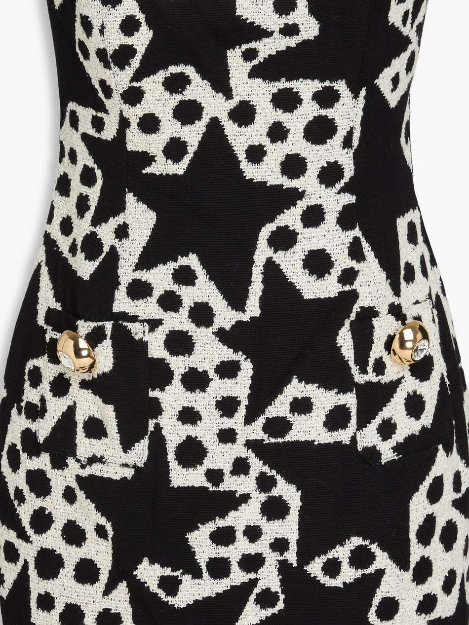 strapless embellished cotton-blend jacquard mini dress