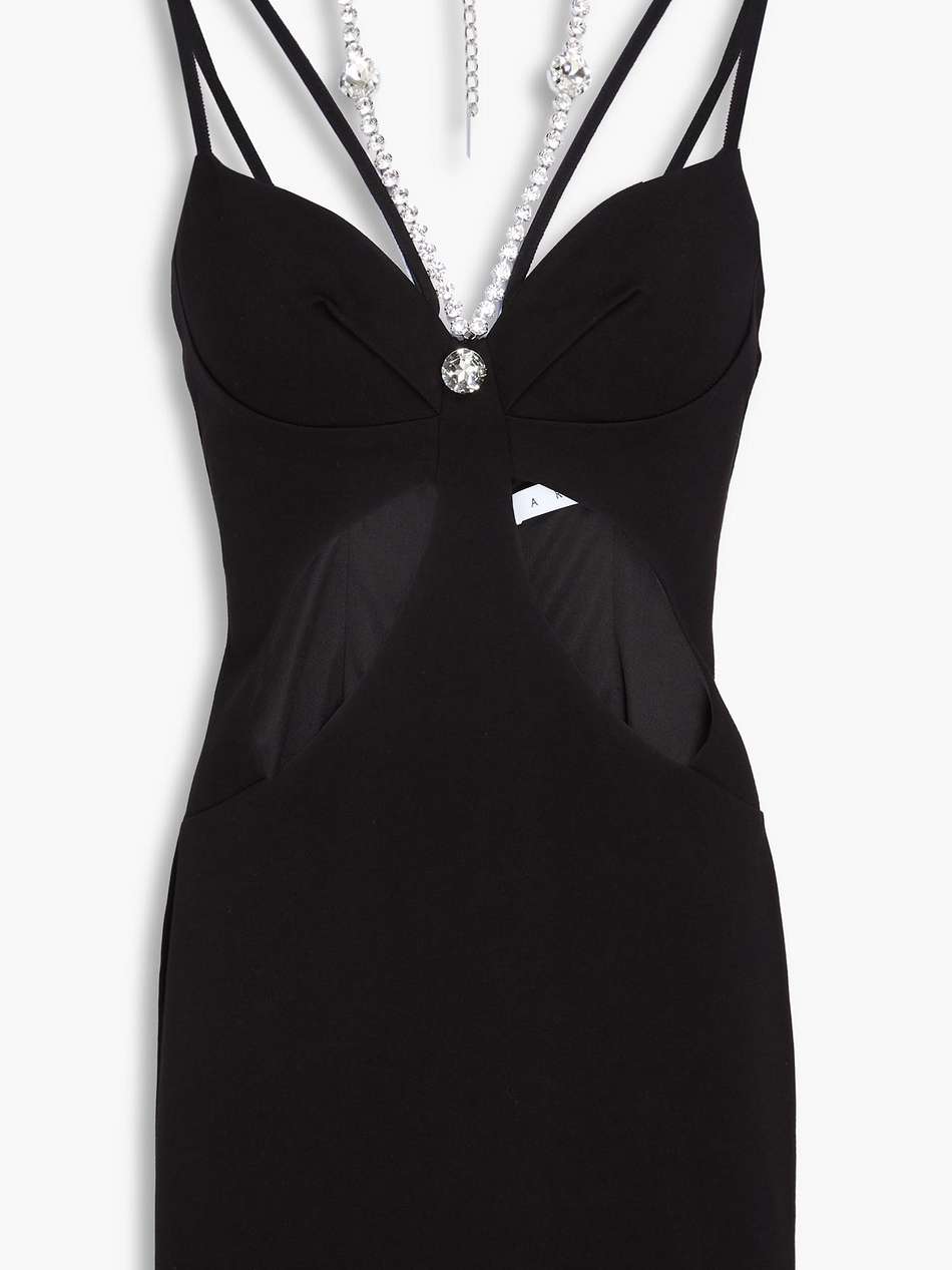 embellished cutout jersey mini dress