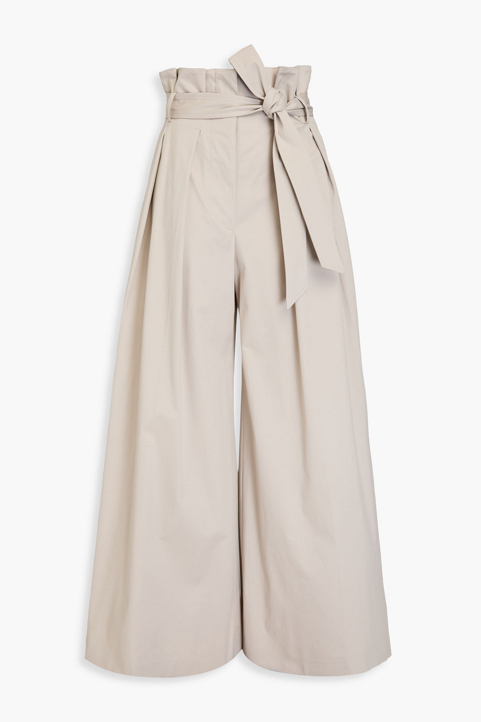 Moschino Pleated Cotton-blend Twill Wide-leg Pants In Stone