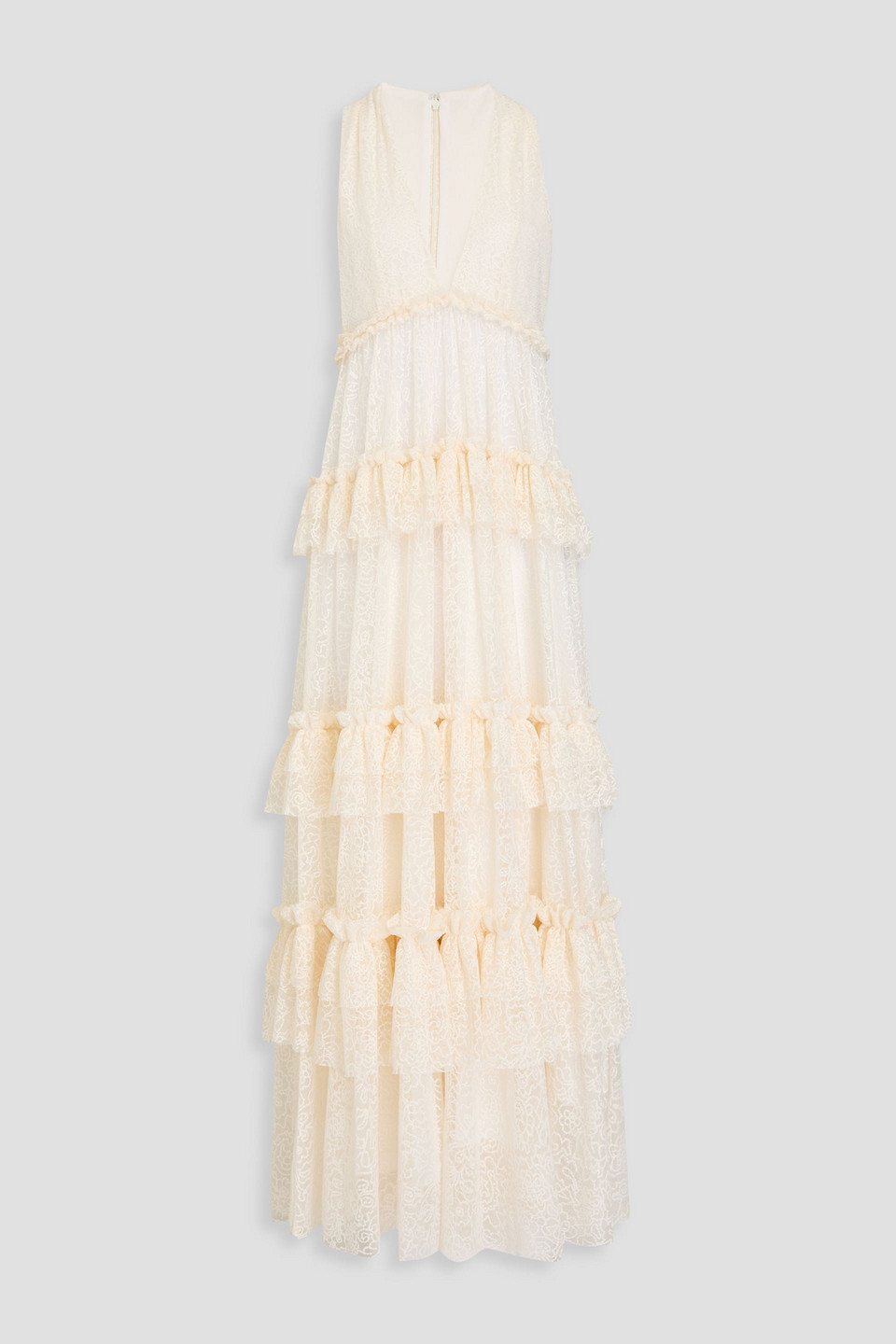 Philosophy Di Lorenzo Serafini Ruffled Lace Maxi Dress In Ivory