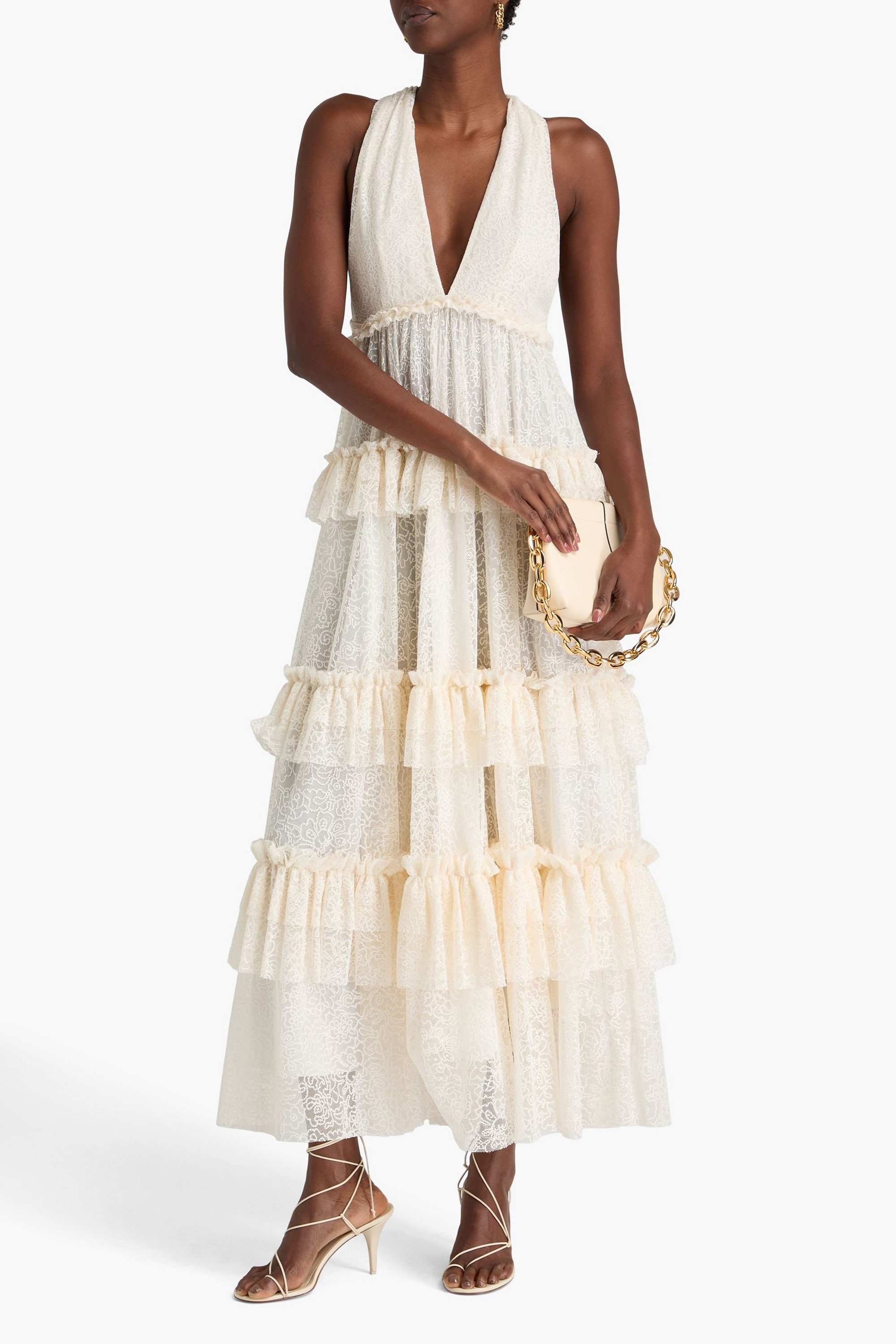 Philosophy di Lorenzo Serafini Ruffled lace maxi dress