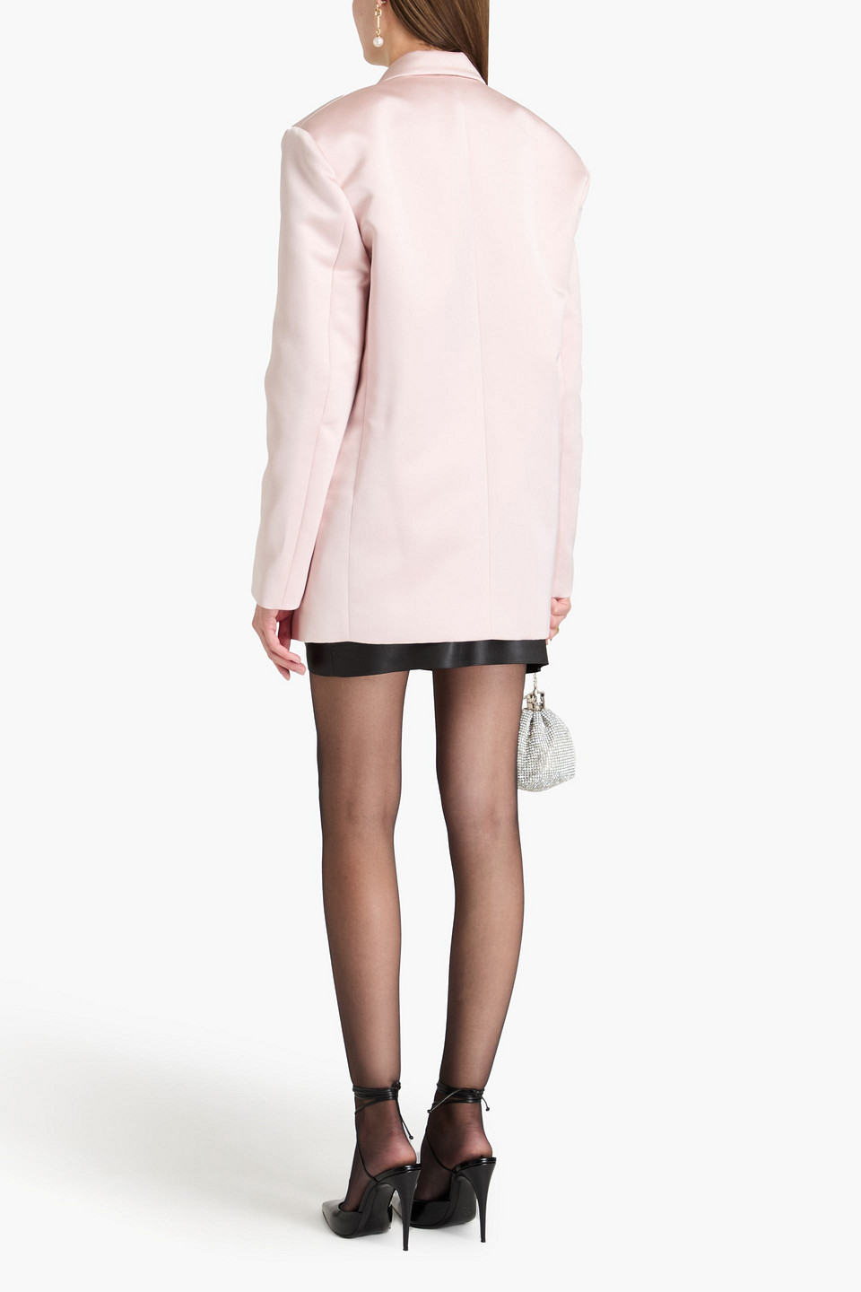Philosophy Di Lorenzo Serafini Double-breasted Satin-crepe Tuxedo Jacket In Pastel Pink
