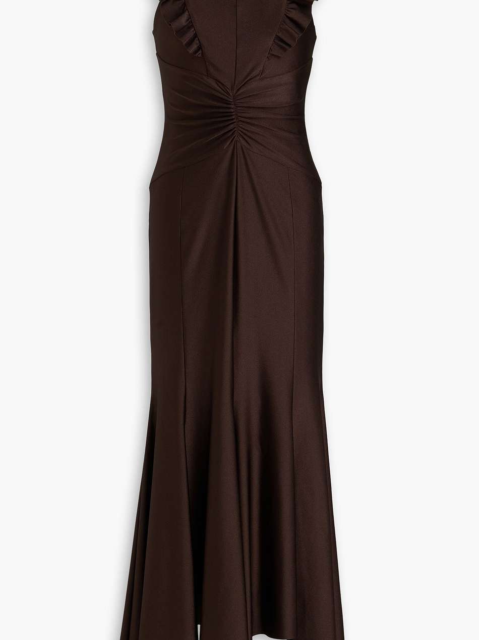 ruffled satin-jersey maxi dress