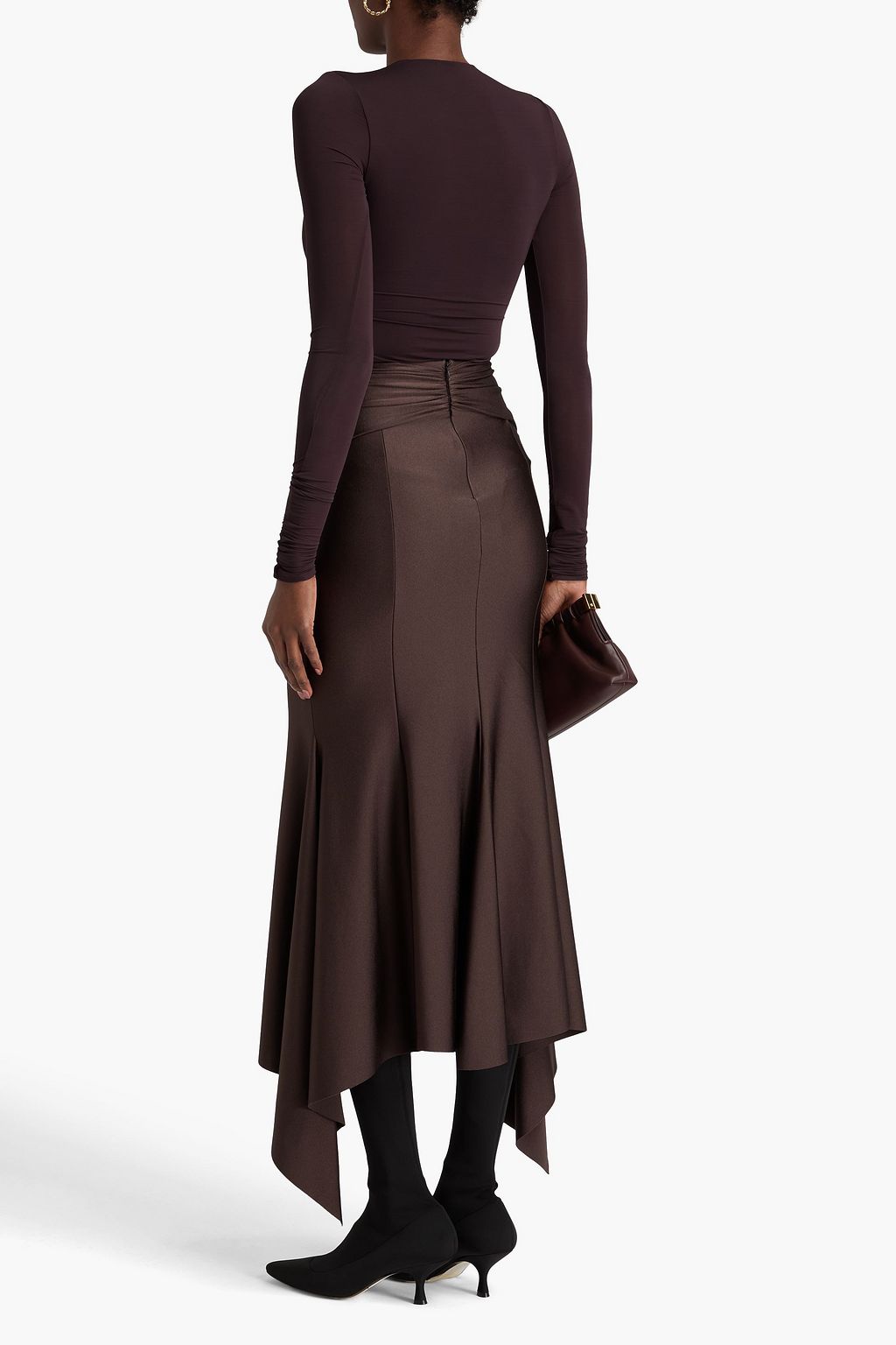 PHILOSOPHY DI LORENZO SERAFINI Ruched satin-jersey maxi skirt