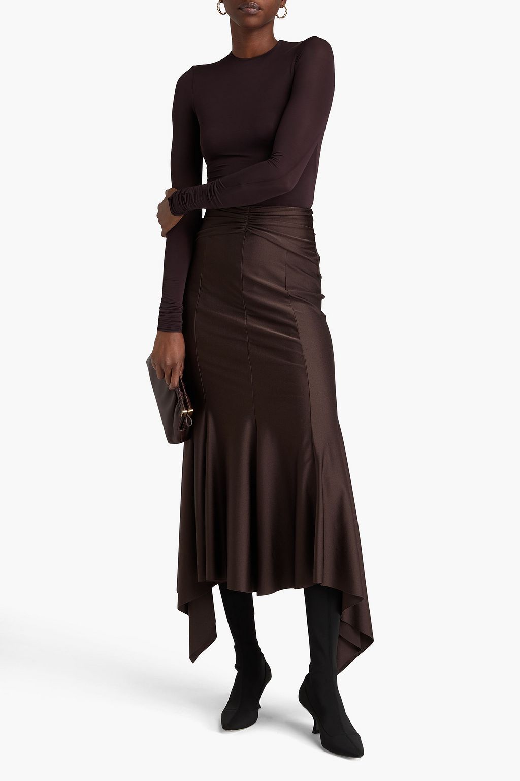 PHILOSOPHY DI LORENZO SERAFINI Ruched satin-jersey maxi skirt