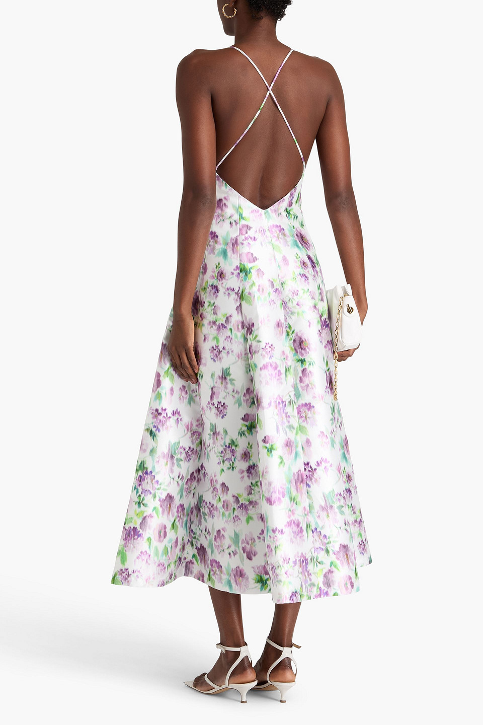PHILOSOPHY DI LORENZO SERAFINI FLORAL-PRINT TWILL MIDI DRESS