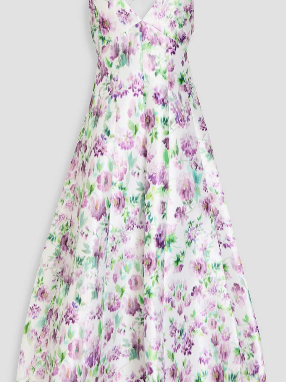floral-print twill midi dress