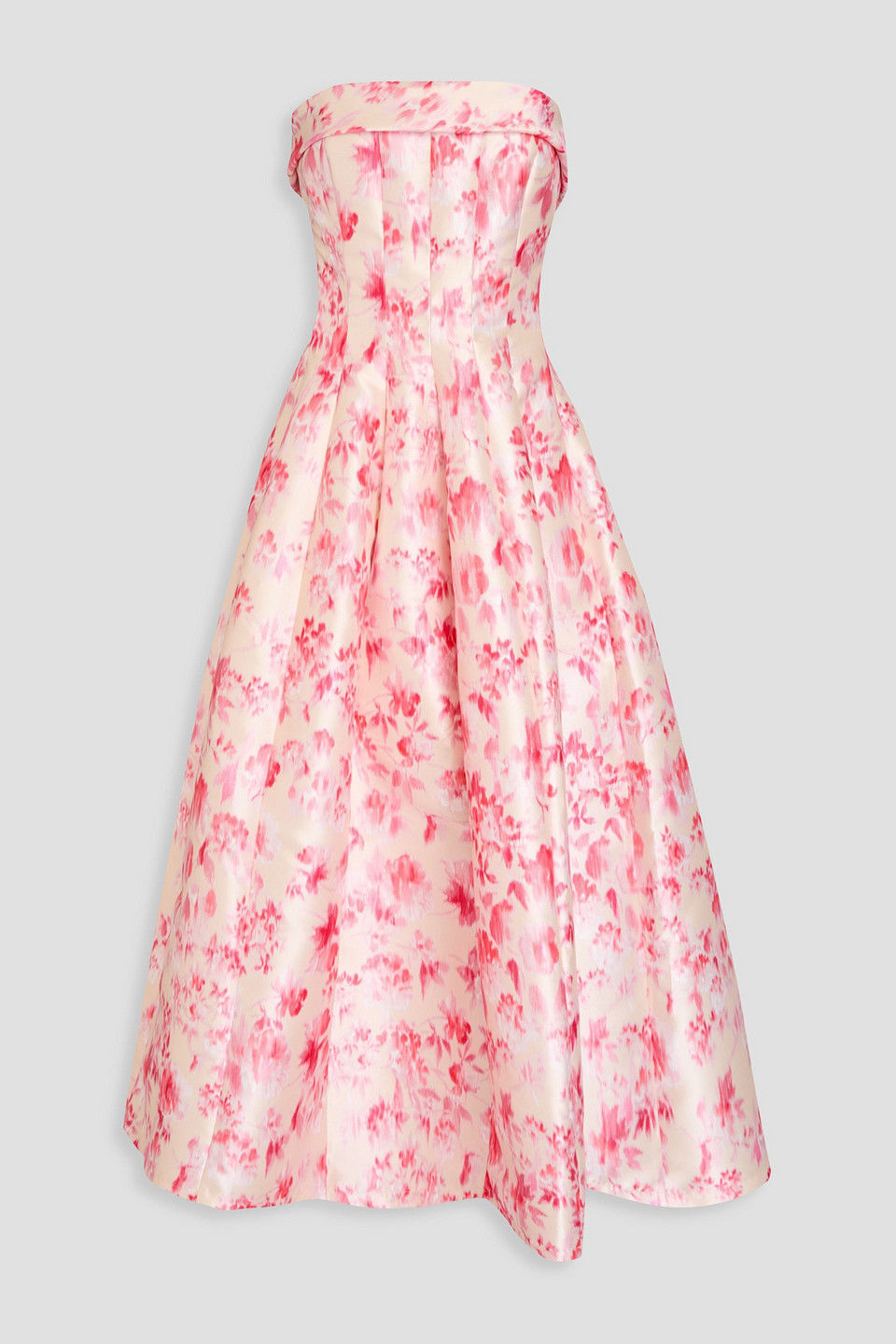 Shop Philosophy Di Lorenzo Serafini Strapless Floral-print Twill Maxi Dress In Cream