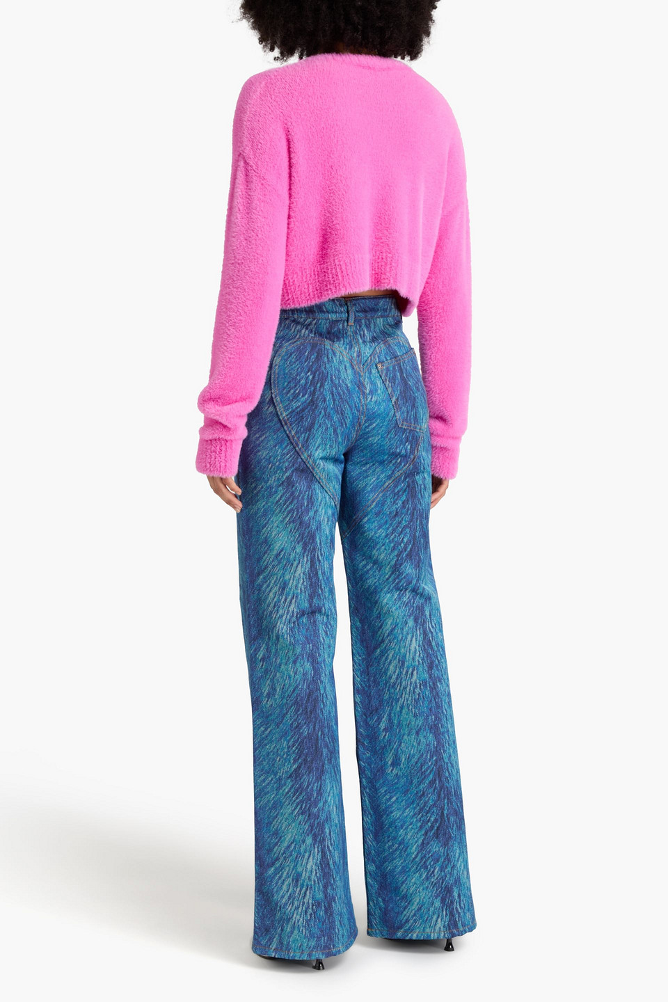 AREA PRINTED HIGH-RISE FLARED JEANS 