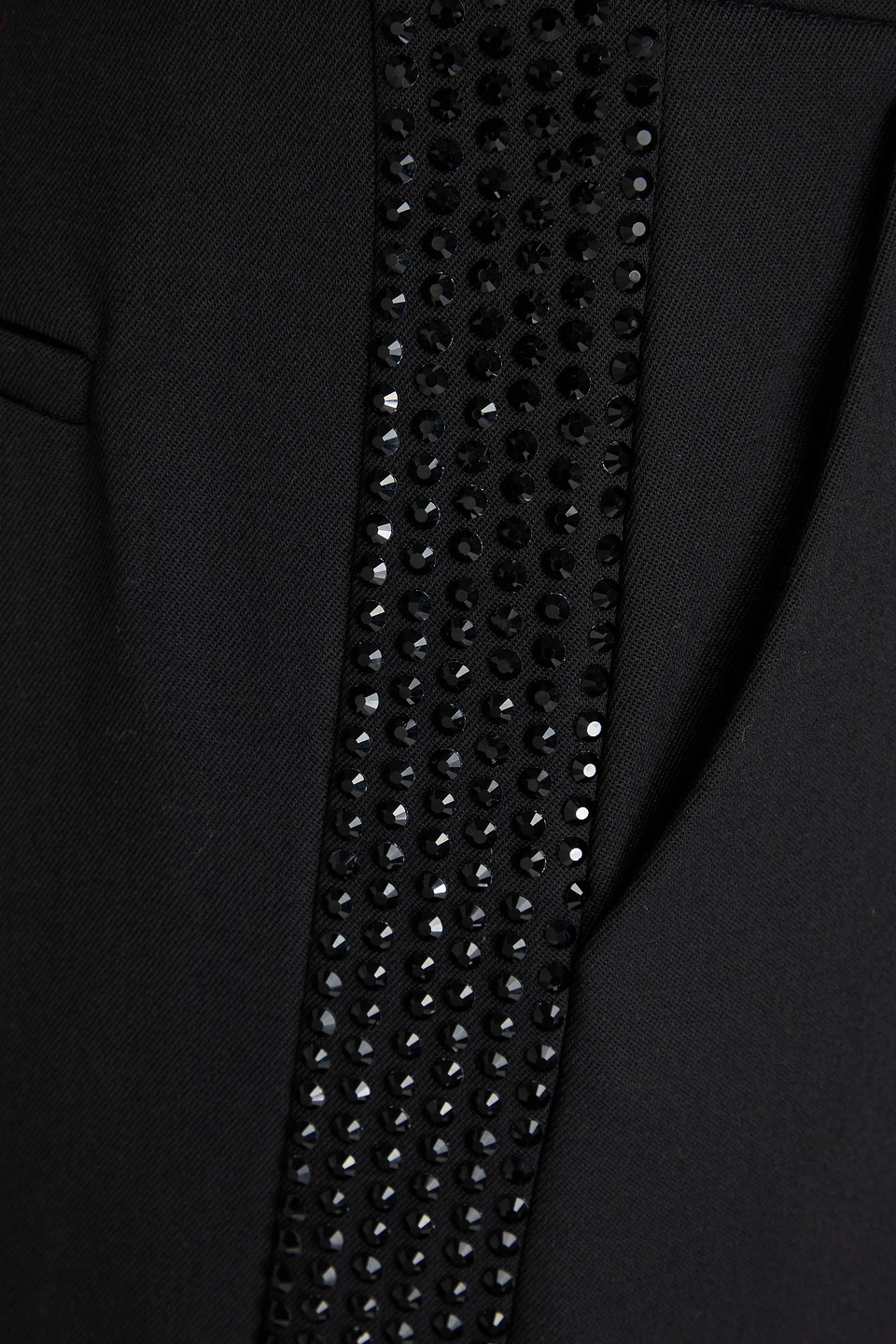 Area Crystal-embellished Wool-crepe Wide-leg Pants In Black