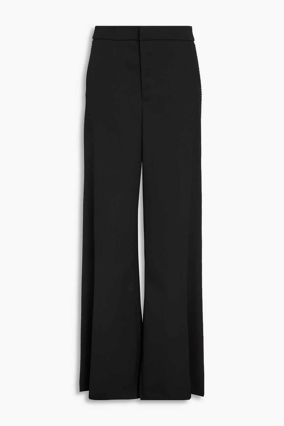 Area Crystal-embellished Wool-crepe Wide-leg Pants In Black