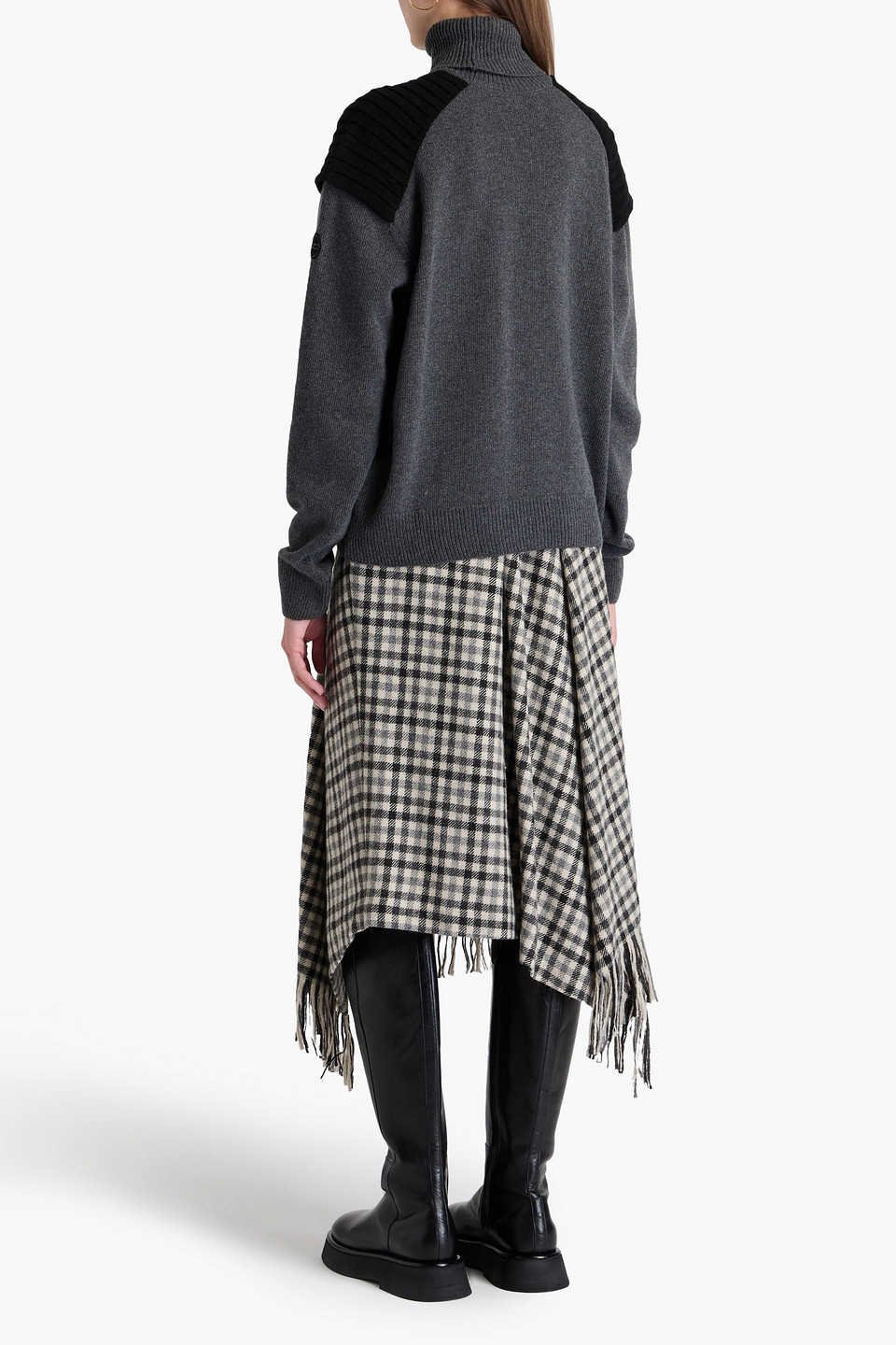 Fusalp Two-tone Wool And Cashmere-blend Turtleneck Sweater In Dark Gray