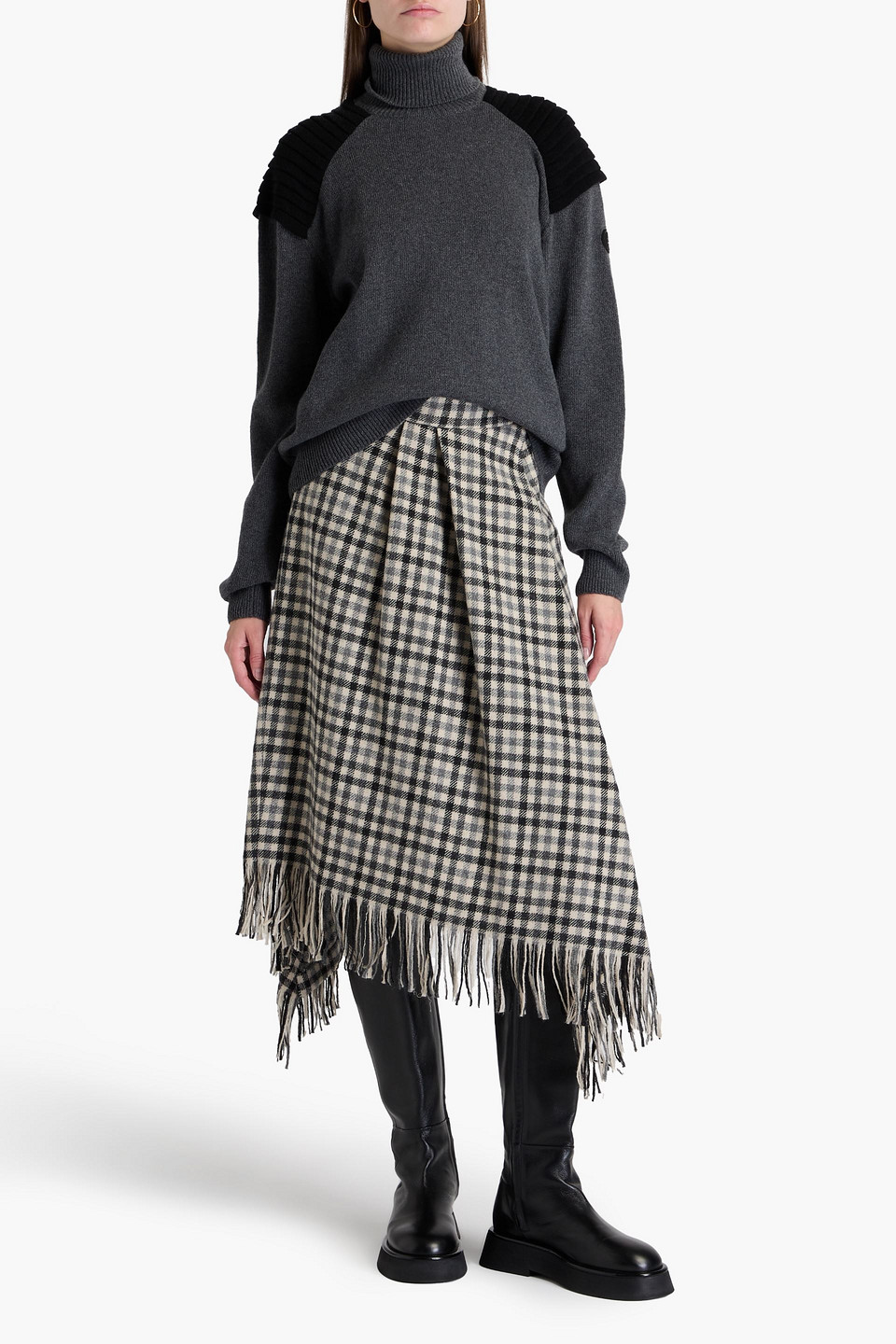 Fusalp Two-tone Wool And Cashmere-blend Turtleneck Sweater In Dark Gray
