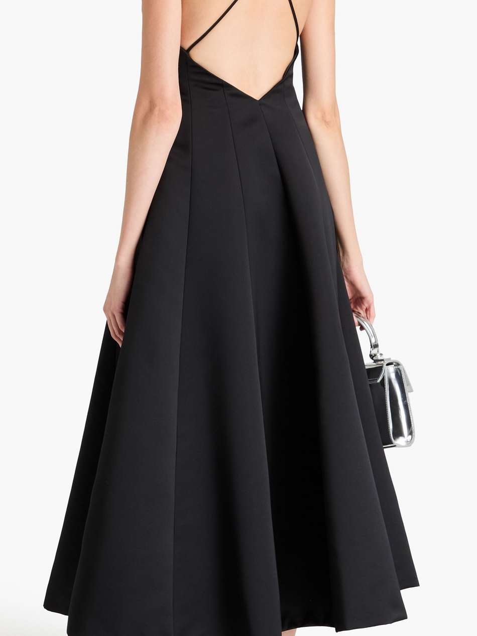 pleated twill midi dress