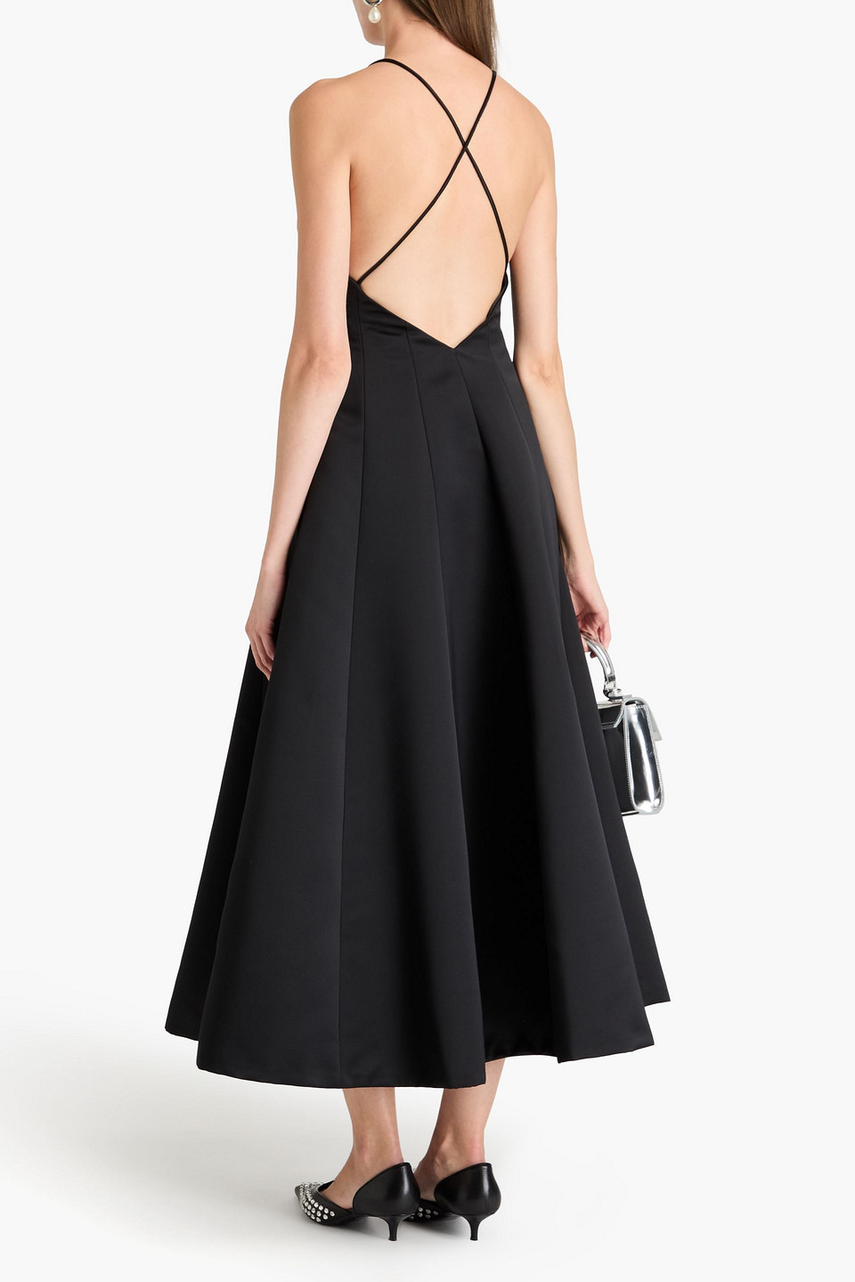 PHILOSOPHY DI LORENZO SERAFINI PLEATED TWILL MIDI DRESS
