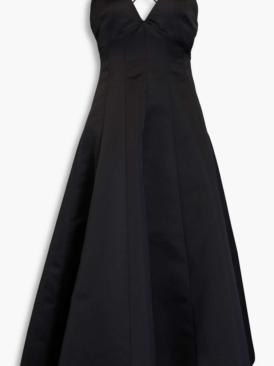 pleated twill midi dress