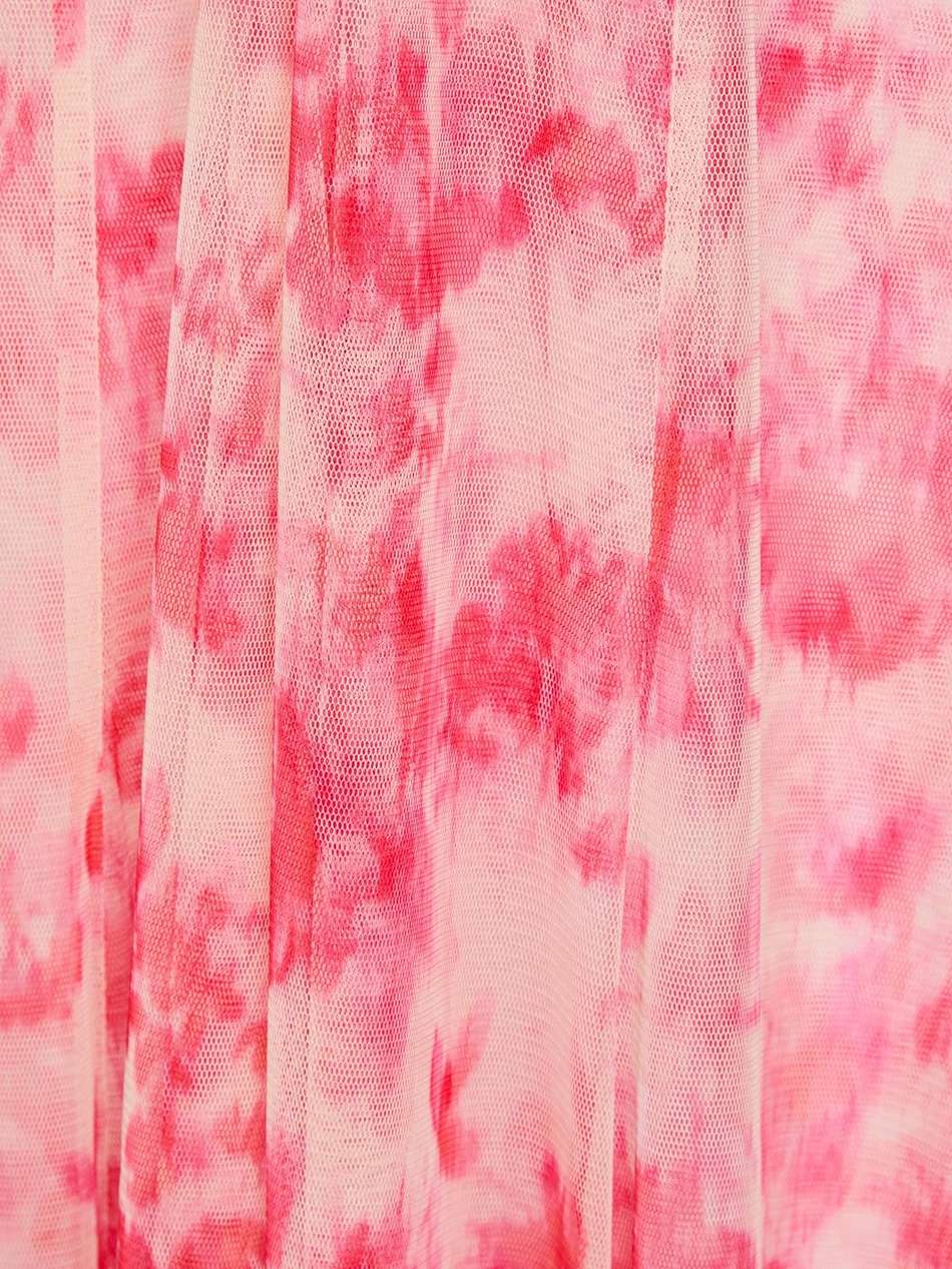 printed tulle midi dress