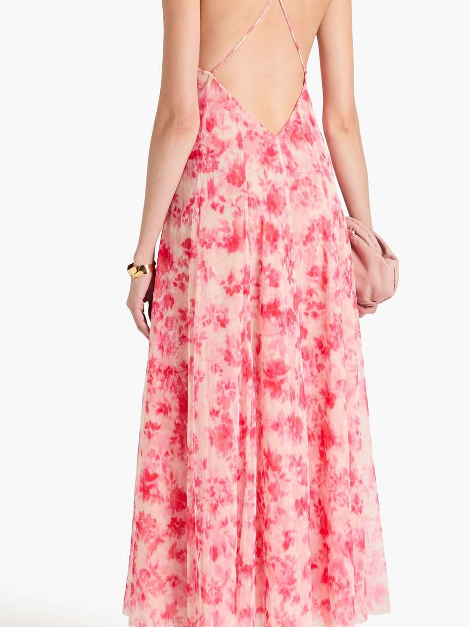 printed tulle midi dress