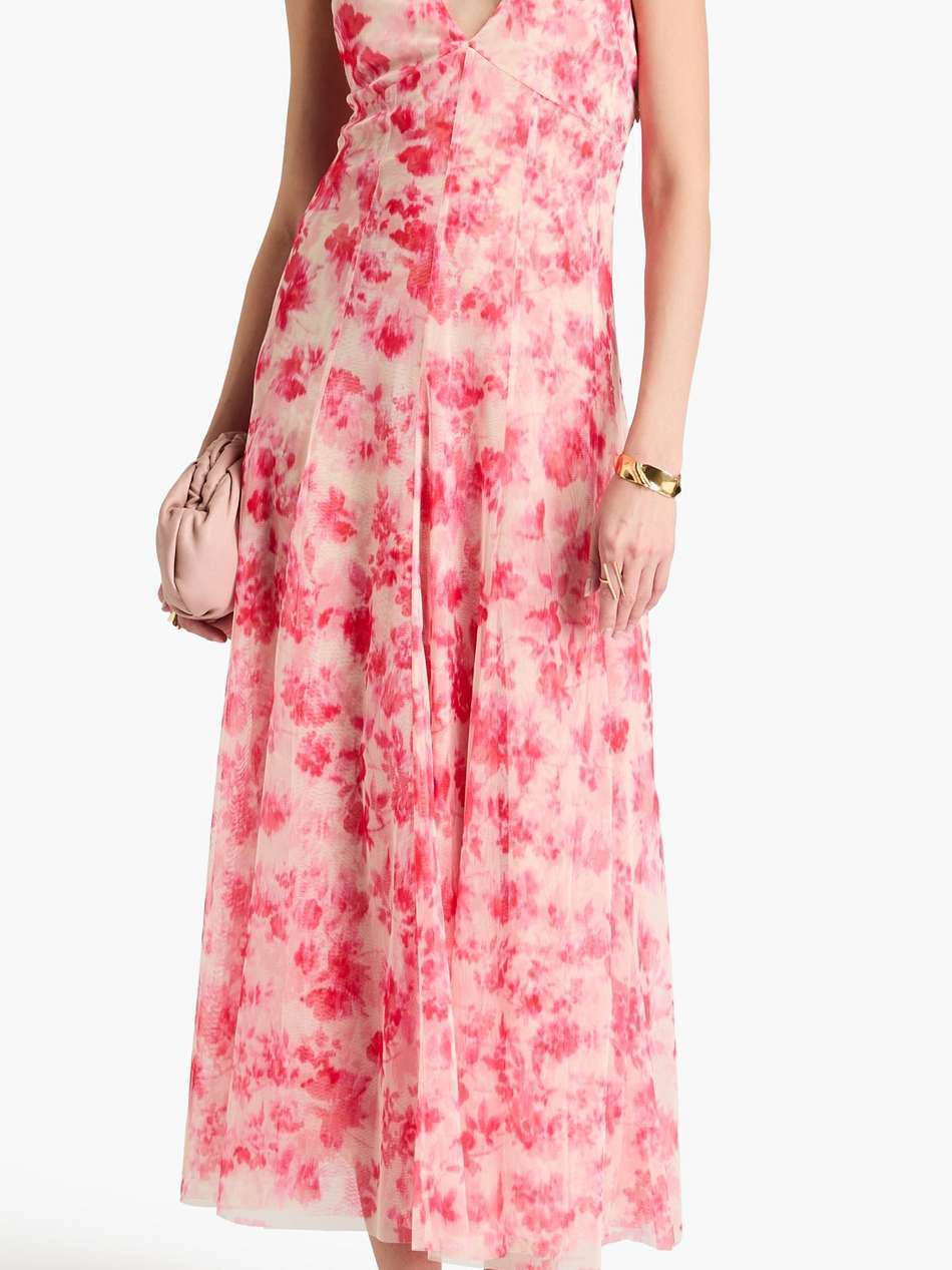 printed tulle midi dress